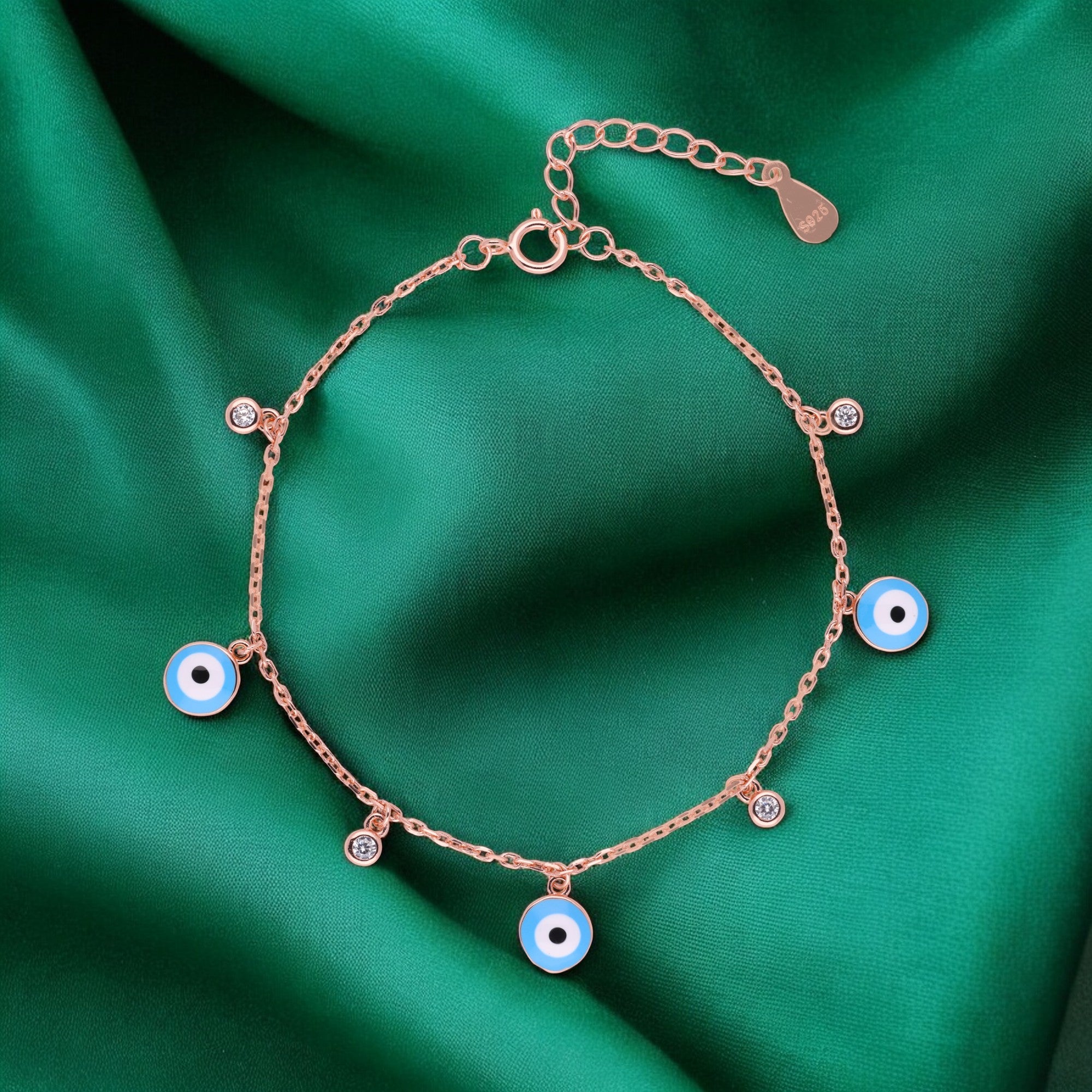 Sterling Silver Evil Eye Chain Bracelet | SKU : 0020882518, 0020882501