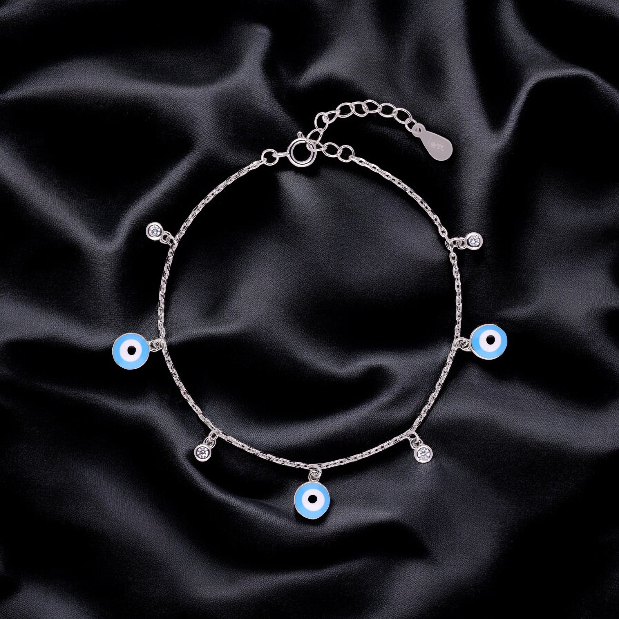 Sterling Silver Evil Eye Chain Bracelet | SKU : 0020882518, 0020882501