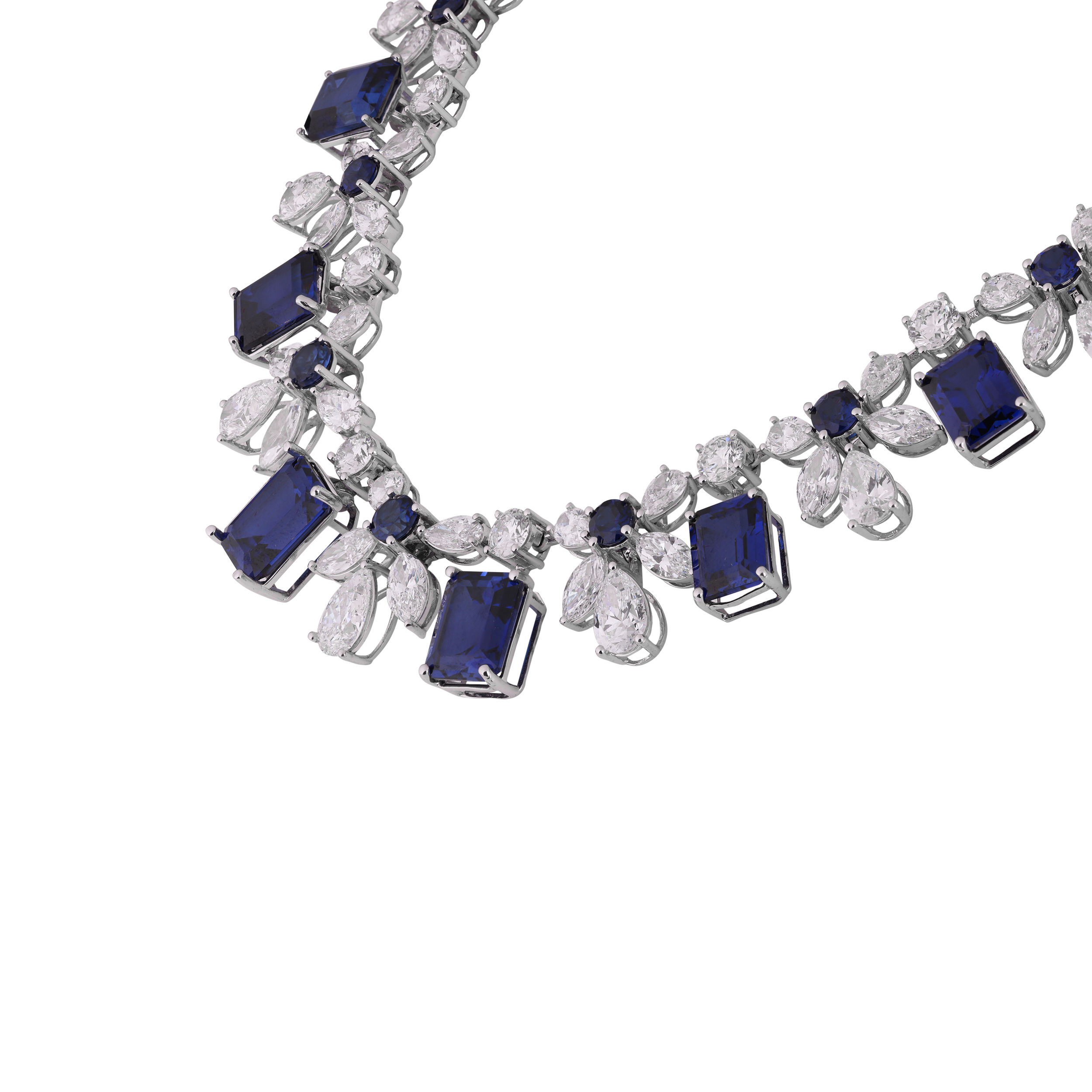 Exquisite 111.00 Carat Lab-Grown Multi-Diamond and Blue Stone Necklace | SKU: 0020912772