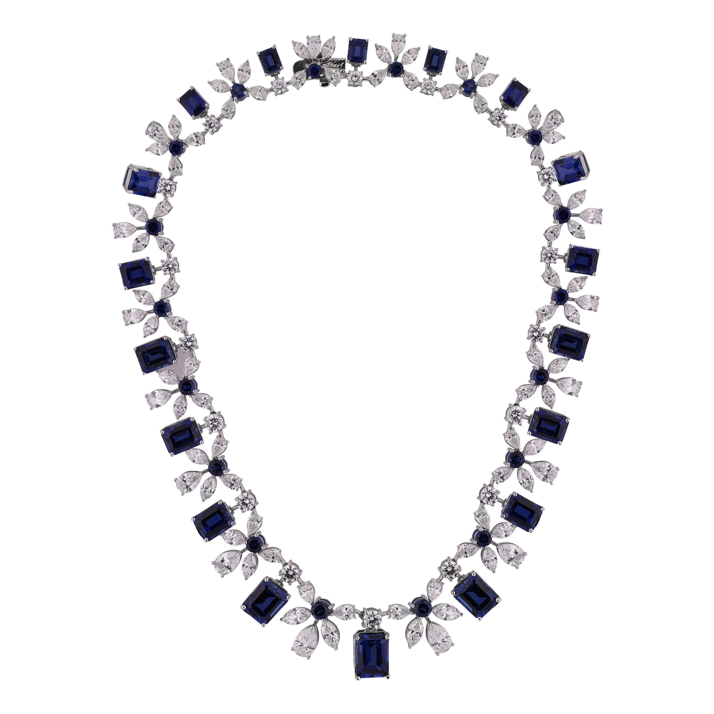 Exquisite 111.00 Carat Lab-Grown Multi-Diamond and Blue Stone Necklace | SKU: 0020912772