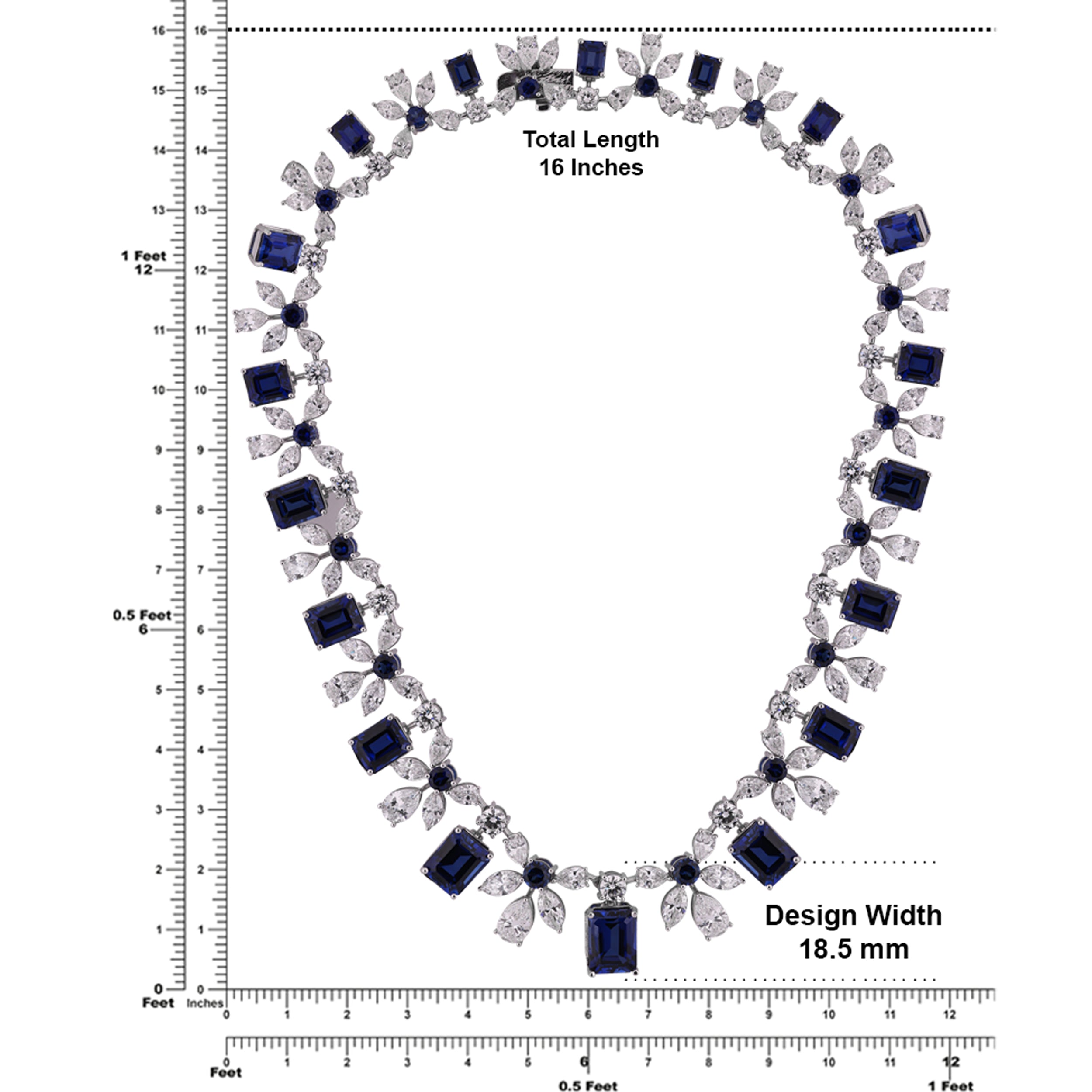 Exquisite 111.00 Carat Lab-Grown Multi-Diamond and Blue Stone Necklace | SKU: 0020912772