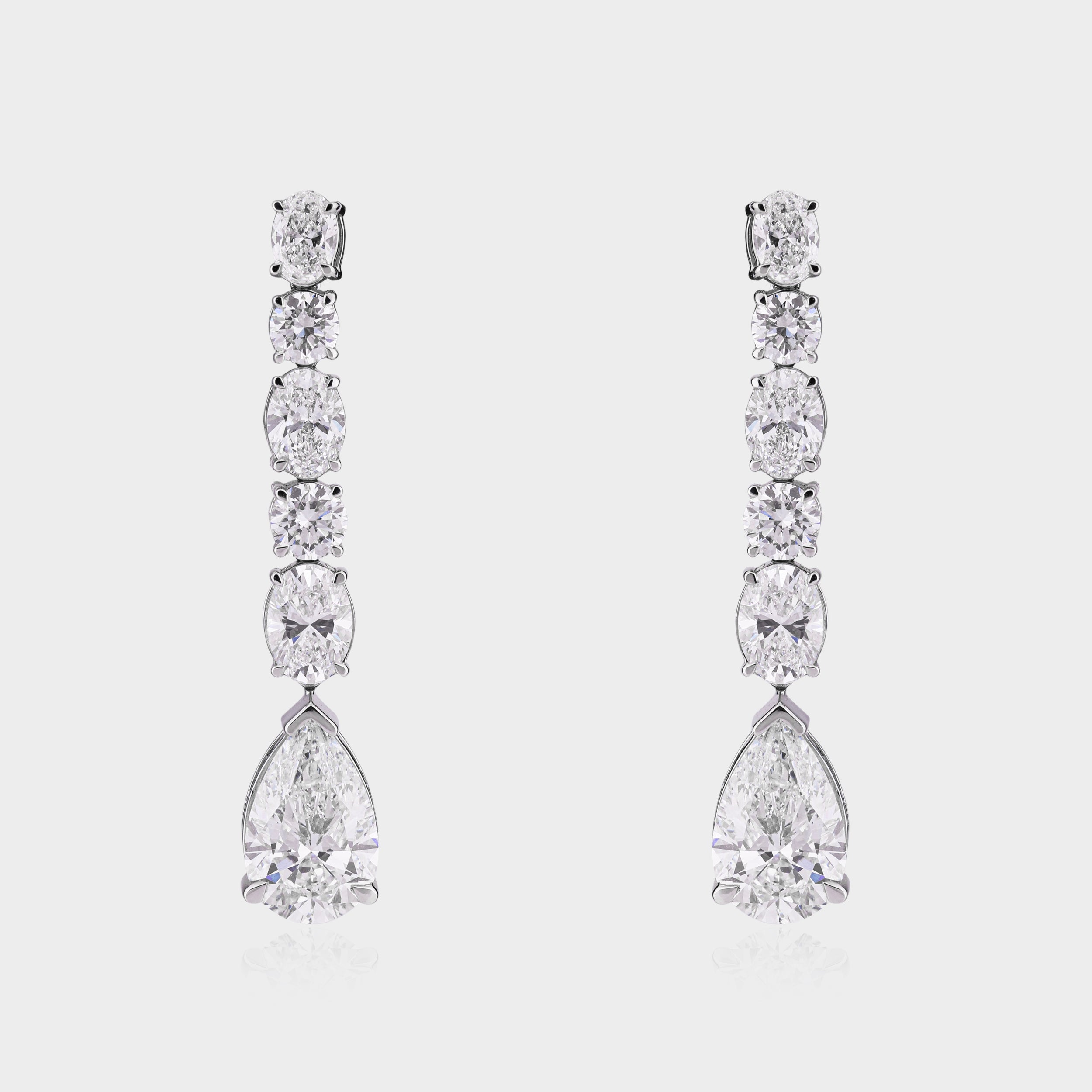 Triple Diamond 9.290 Carat Pair Lab-Grown Earstuds in 18K White Gold | SKU: 0020913328