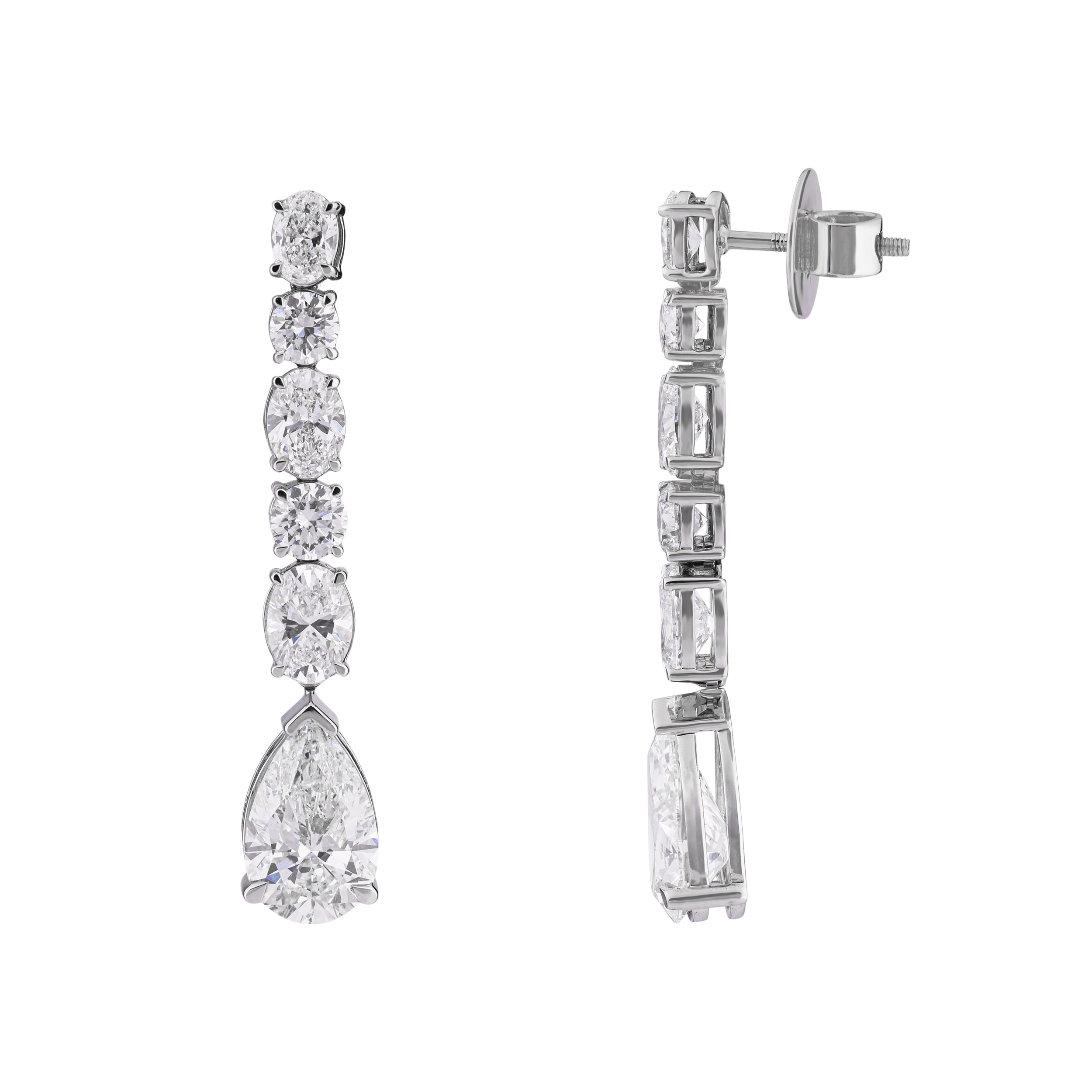 Triple Diamond 9.290 Carat Pair Lab-Grown Earstuds in 18K White Gold | SKU: 0020913328