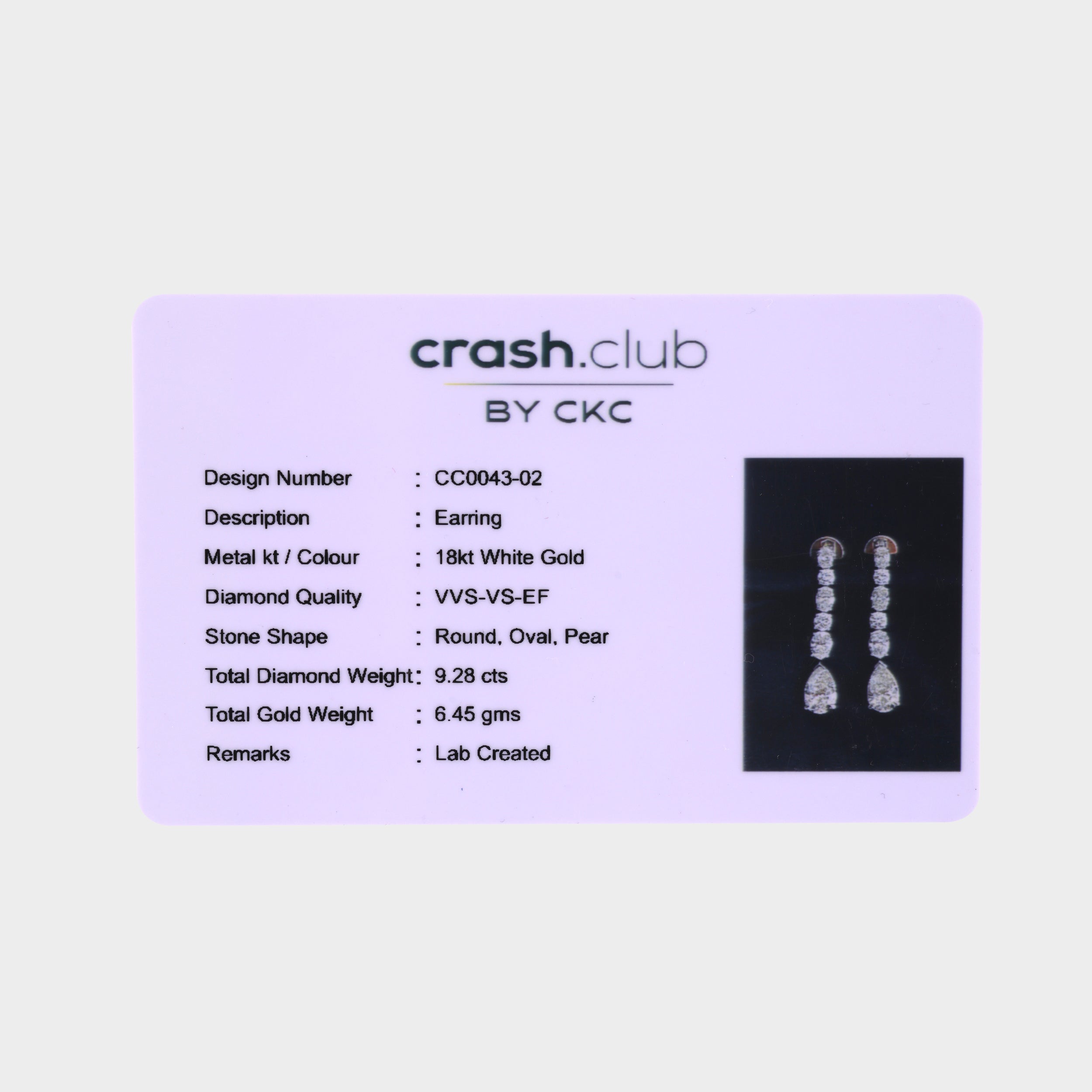 Triple Diamond 9.290 Carat Pair Lab-Grown Earstuds in 18K White Gold | SKU: 0020913328