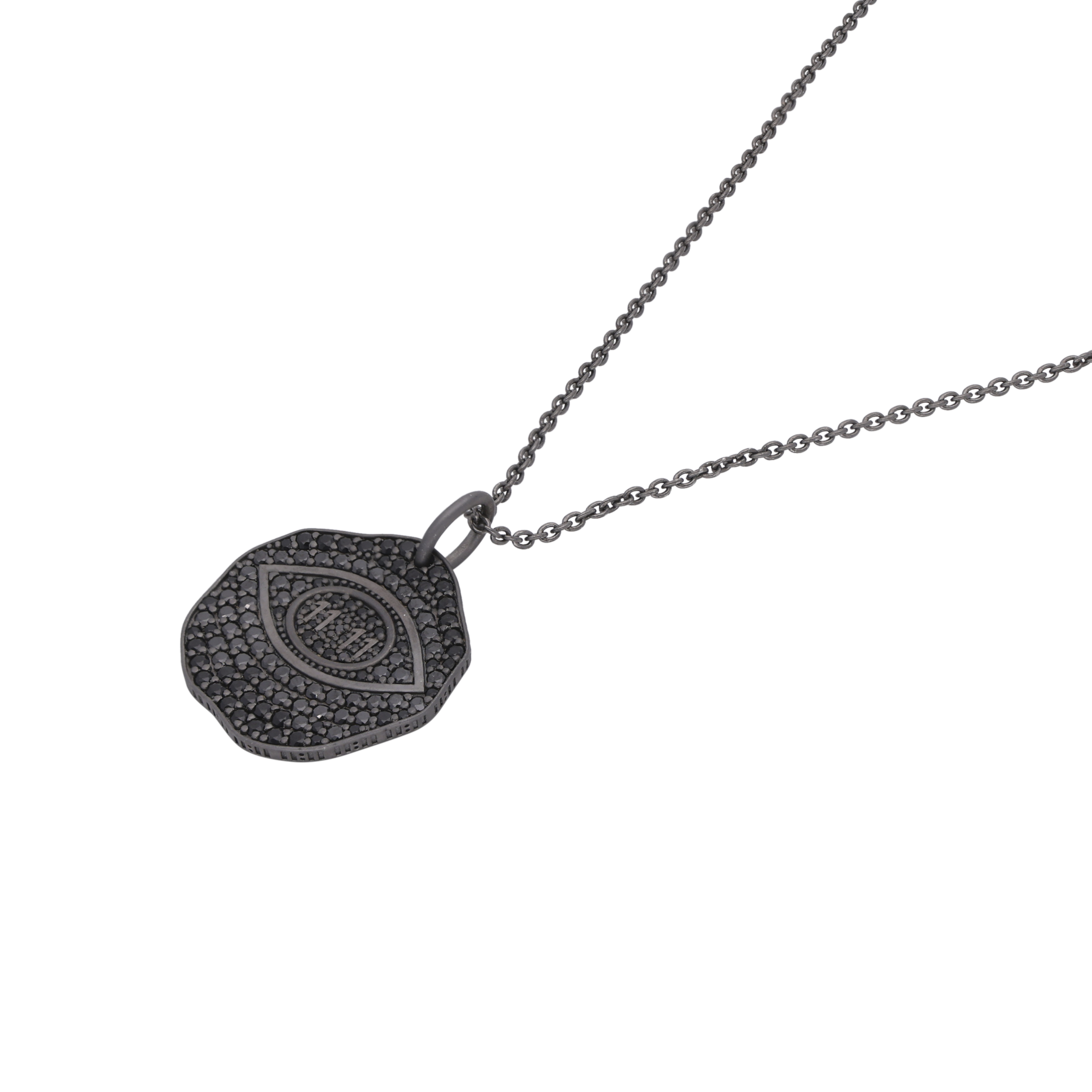 11:11 Evil Eye Silver Pendant Necklace with Black Crystal Detailing| SKU : 0020986049