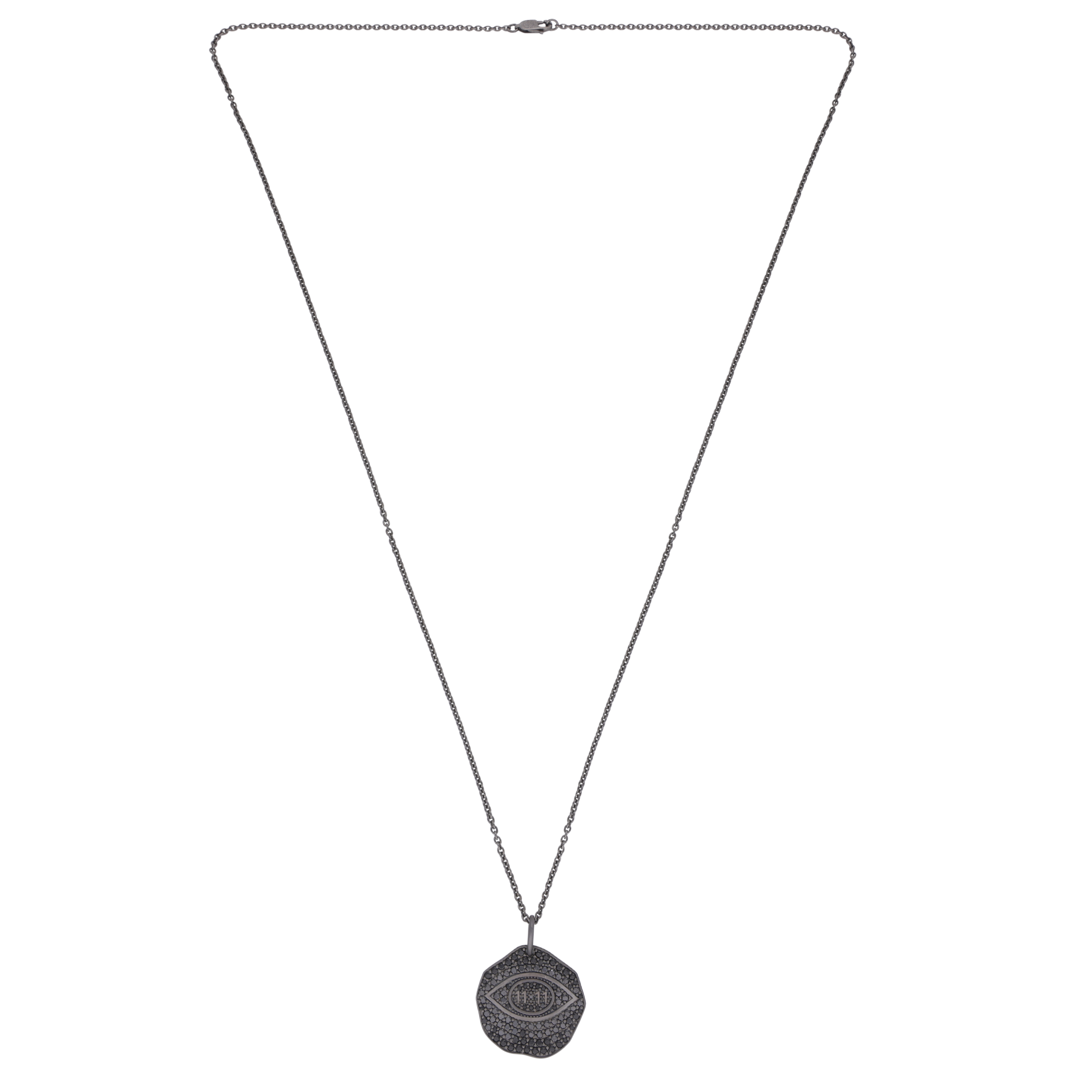 11:11 Evil Eye Silver Pendant Necklace with Black Crystal Detailing| SKU : 0020986049