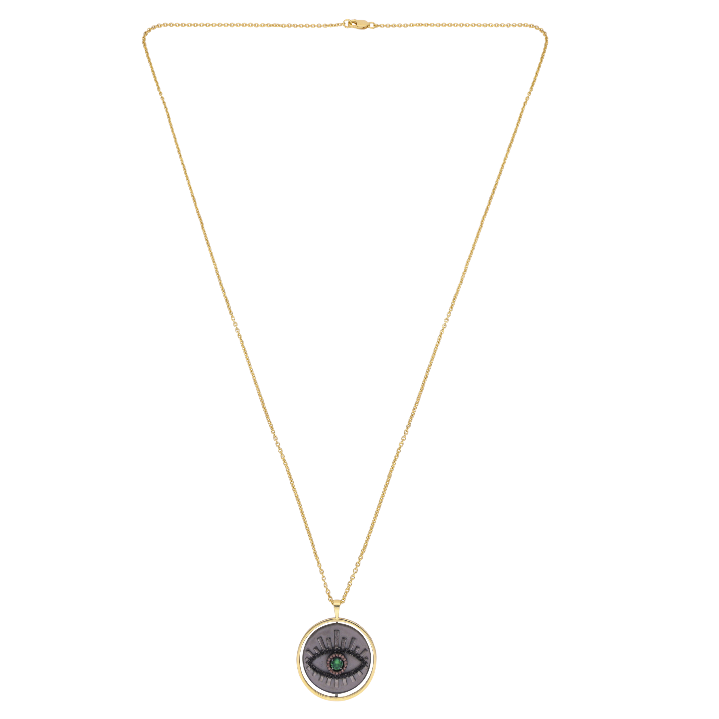 11:11 Evil Eye Chain Pendant – Gold Finish Sterling Silver with Gemstone | SKU : 0020986070