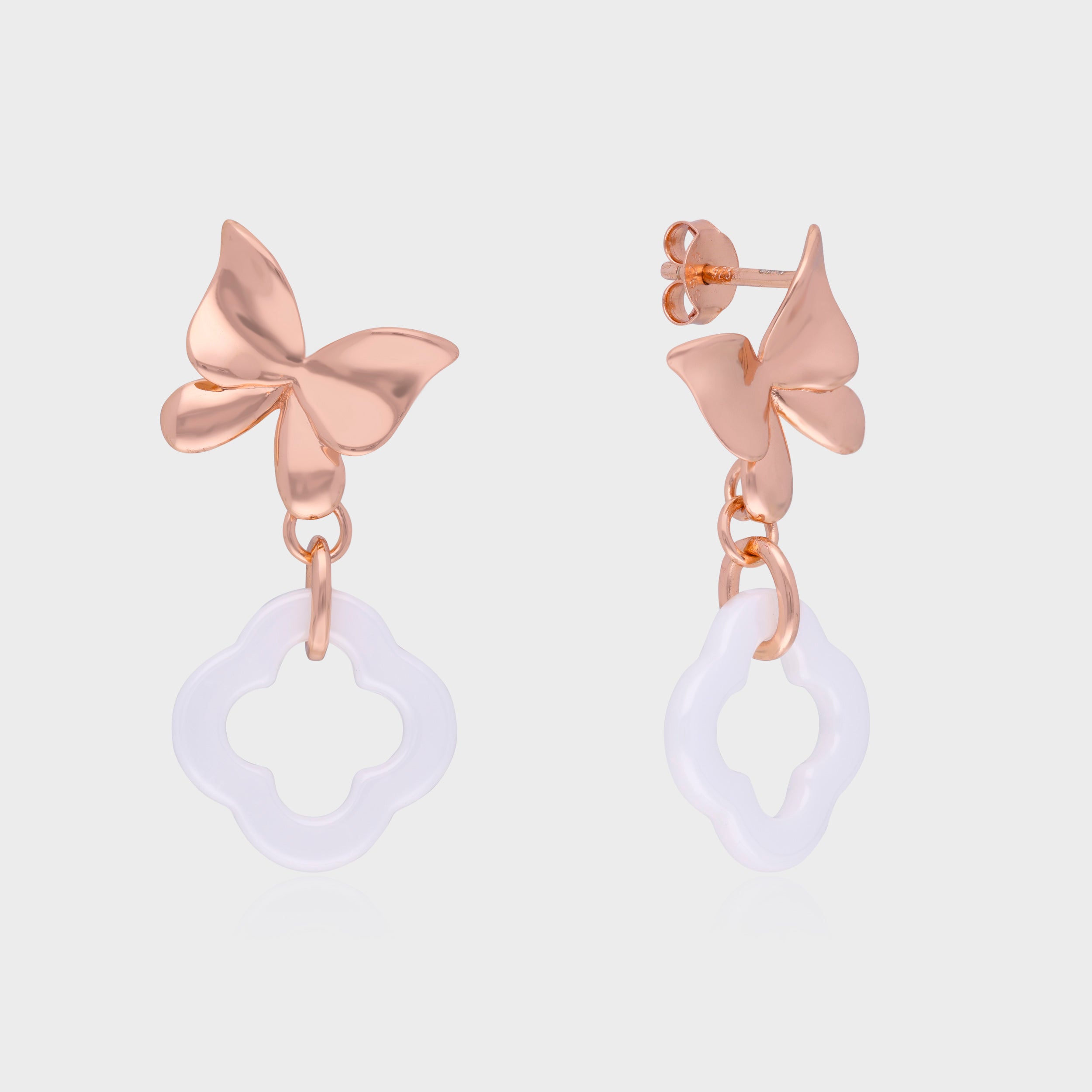 Ethereal Butterfly Elegance Earrings with Clover Charm | SKU : 0021129773, 0021129797, 0021129766, 0021129780