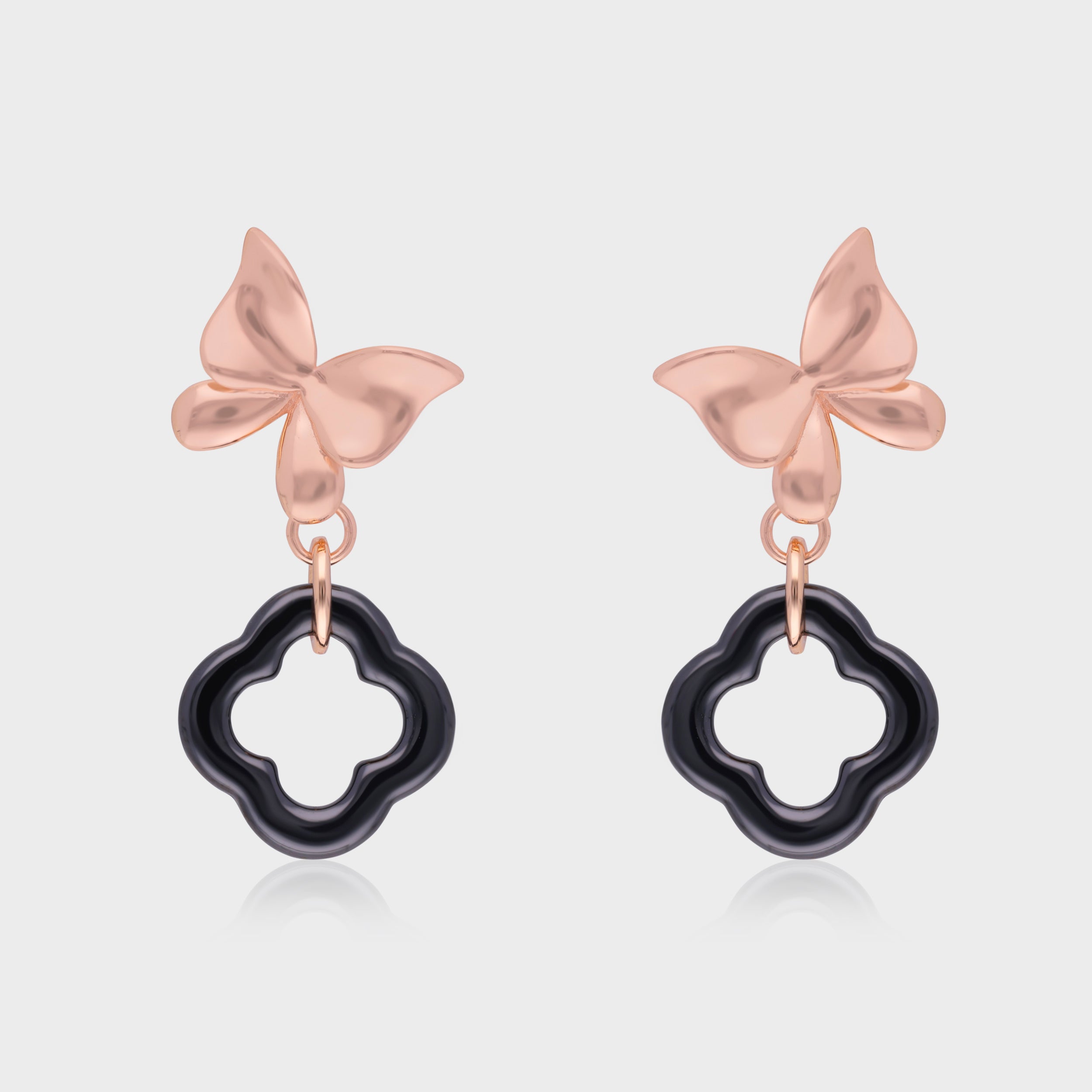 Ethereal Butterfly Elegance Earrings with Clover Charm | SKU : 0021129773, 0021129797, 0021129766, 0021129780