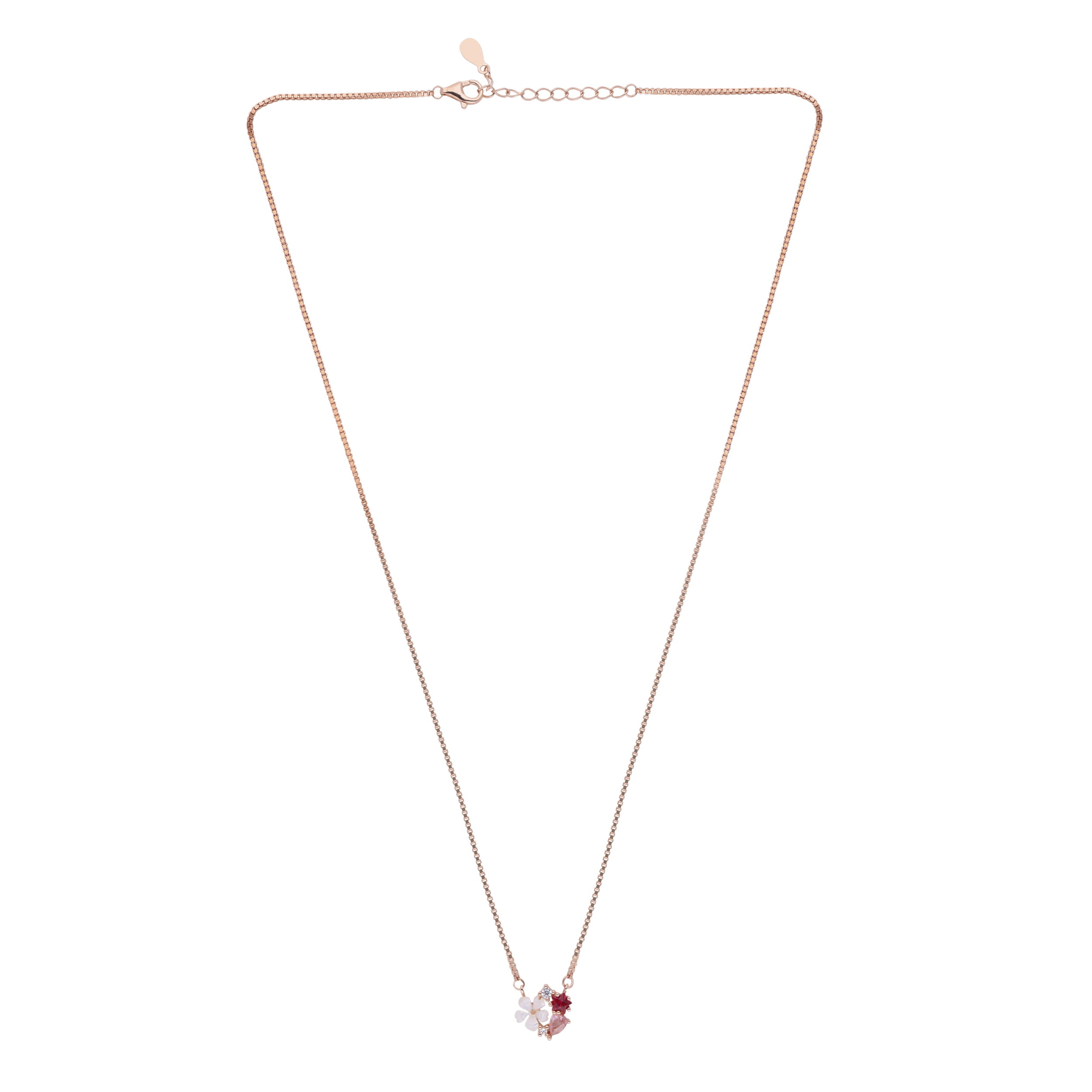 Floral Harmony Necklace in Rose Gold with Gemstone Accents | SKU : 0021131851, 0021131868