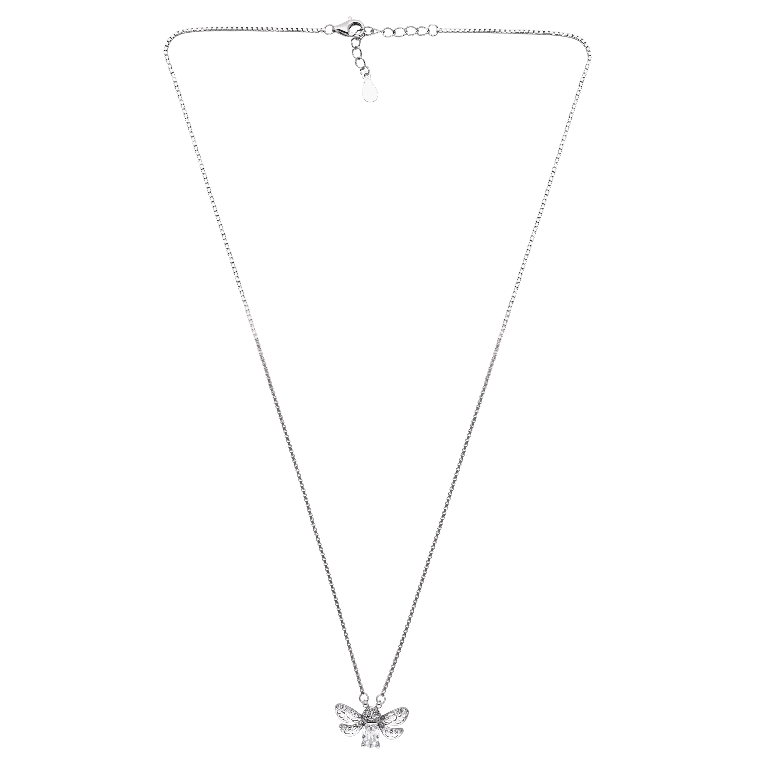 Radiant 925 Sterling Silver Bee Pendant Necklace with Sparkling Gemstone | SKU : 0021142819, 0021142826, 0021142802, 0021142796, 0021142789, 0021142772, 0003523612, 0003523599, 0003523605