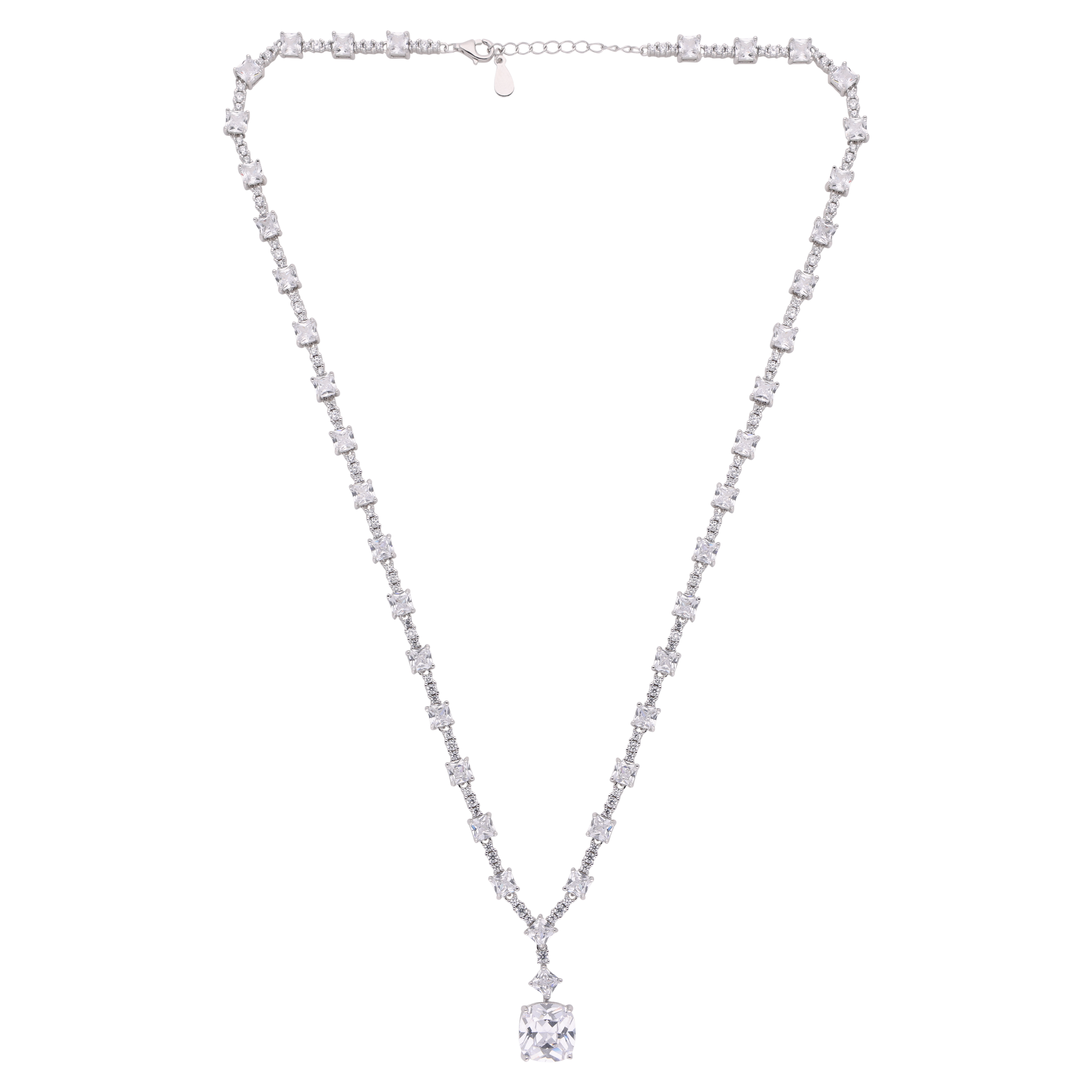 Regal Diamond Motif Silver Necklace | SKU : 0021143113