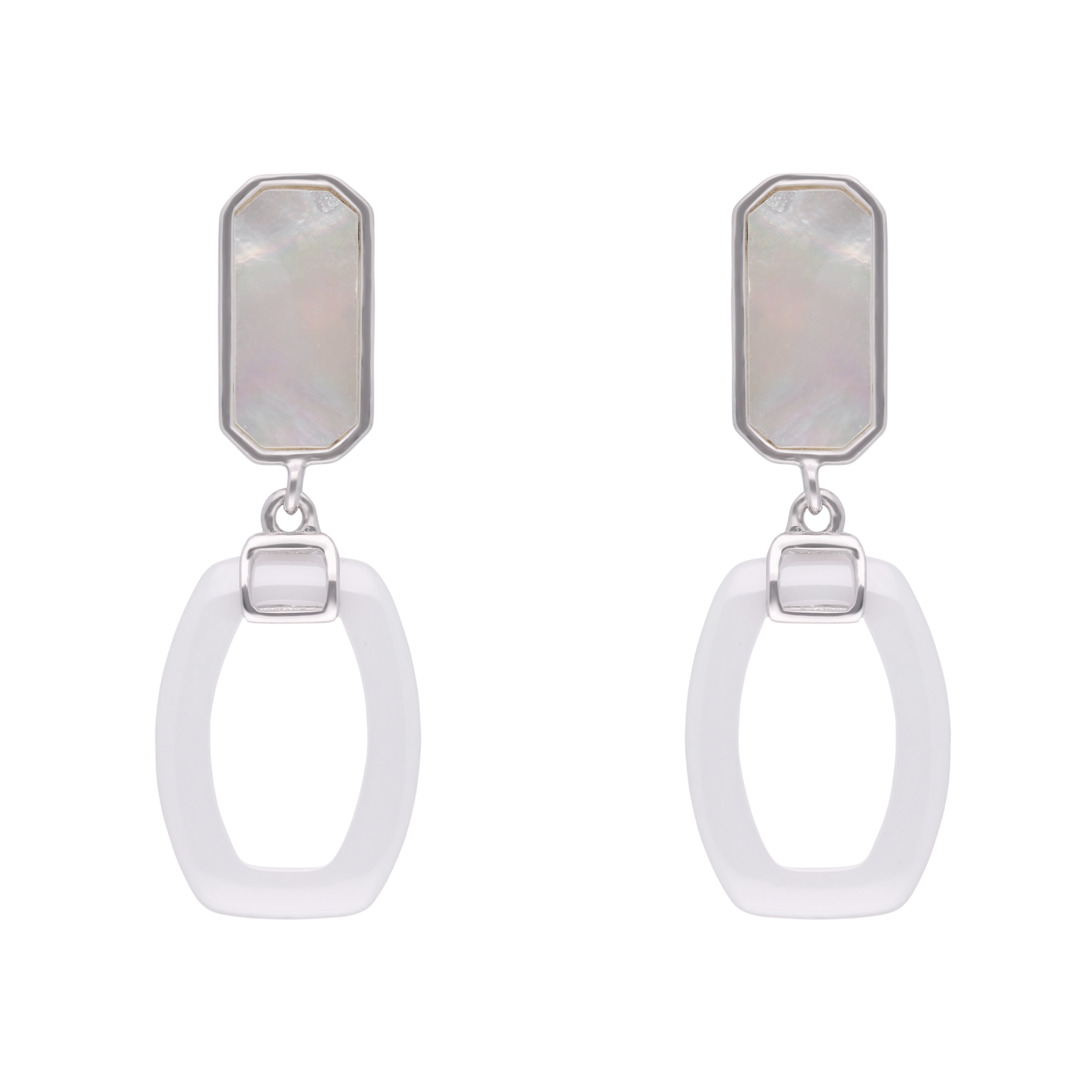 Sterling Silver Mother-of-Pearl & White Resin Geometric Drop Earrings | SKU : 0021158384, 0021158414, 0021158407, 0021158391, 0021158421