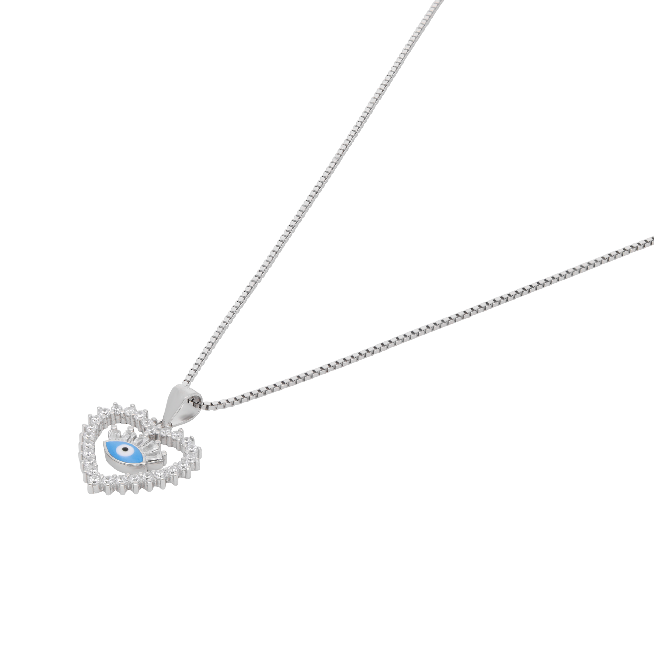 Sterling Silver Heart Evil Eye Pendant Necklace| SKU : 0021158469, 0021158445, 0021158452, 0021158438, 0003523407, 0003523391