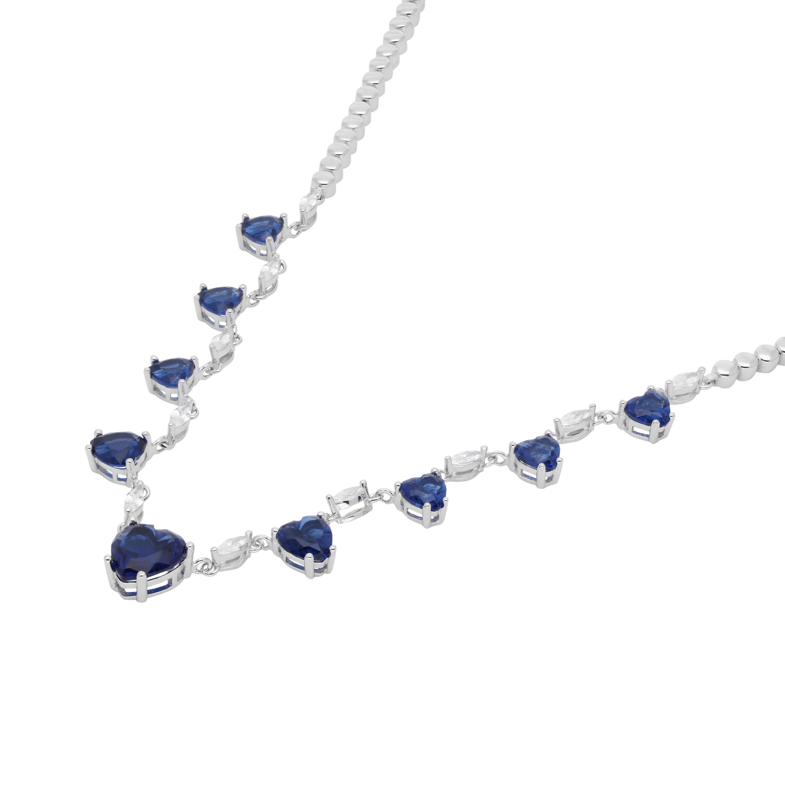 Elegant Sterling Silver Heart Necklace with Cubic Zirconia & Heart-Shaped Gemstone | SKU : 0021158490, 0021158476