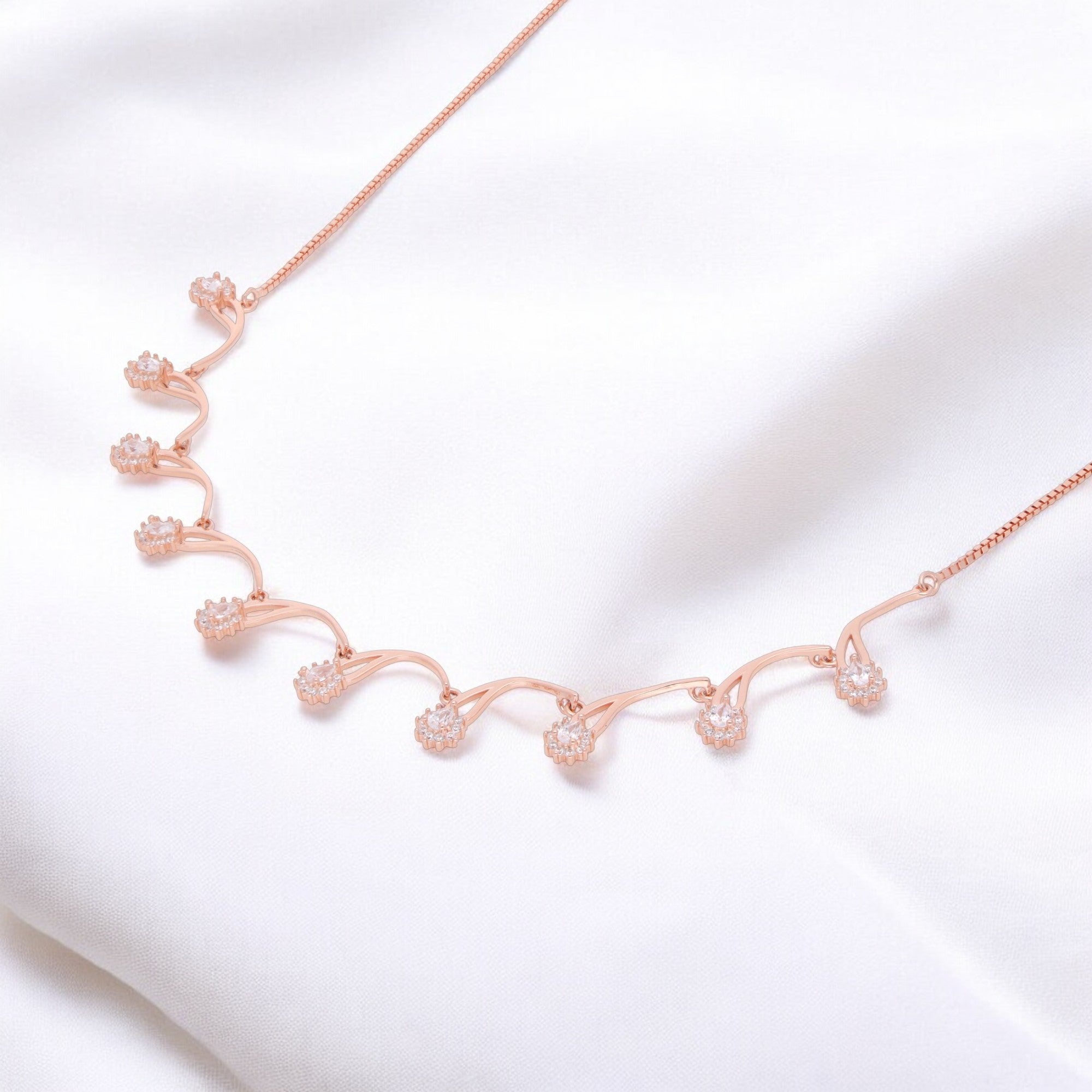 Rose Gold Sterling Silver Floral Vine Necklace | SKU : 0021158599, 0021158575