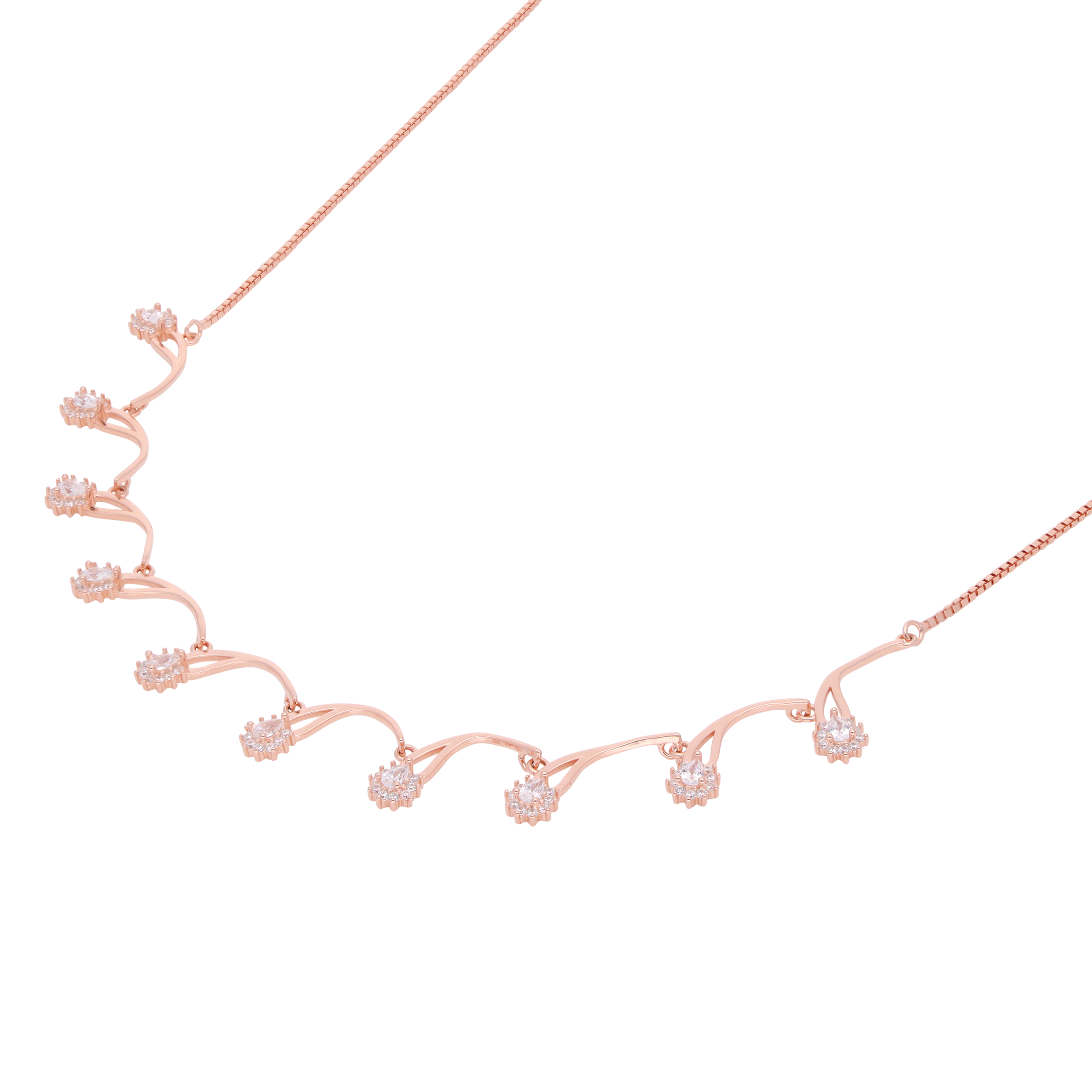 Rose Gold Sterling Silver Floral Vine Necklace | SKU : 0021158599, 0021158575