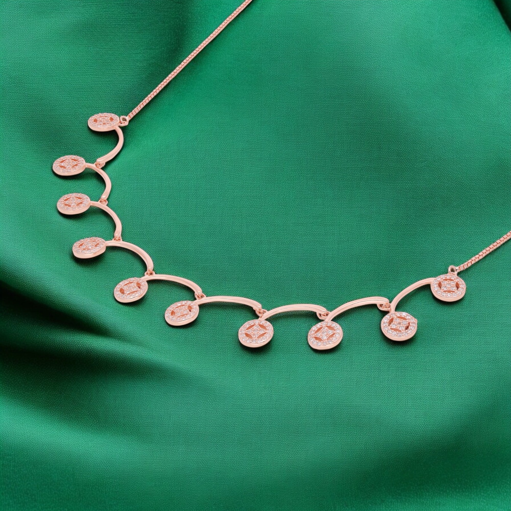 Rose Gold Sterling Silver Cascading Circle Necklace | SKU : 0021158612