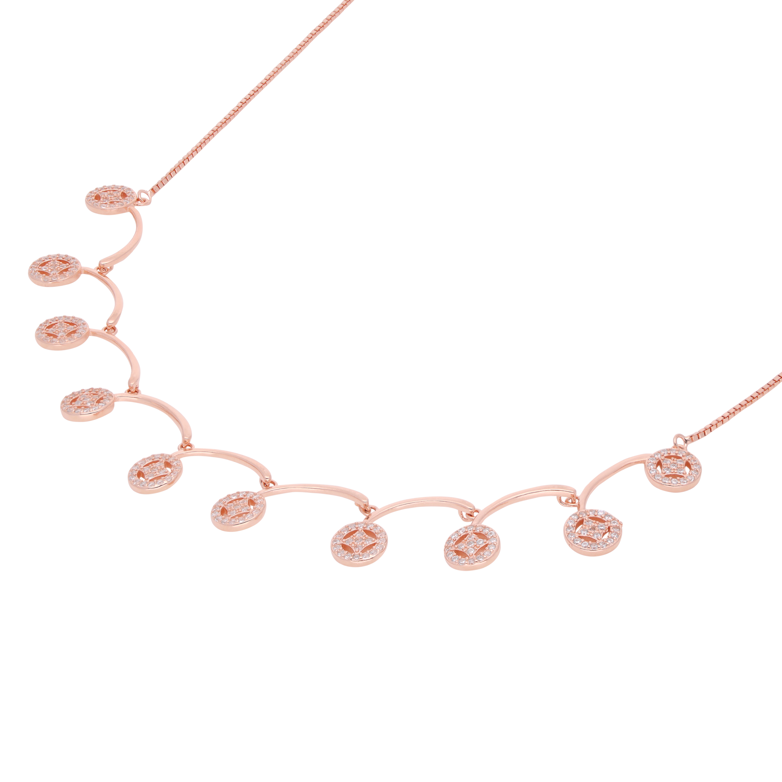 Rose Gold Sterling Silver Cascading Circle Necklace | SKU : 0021158612