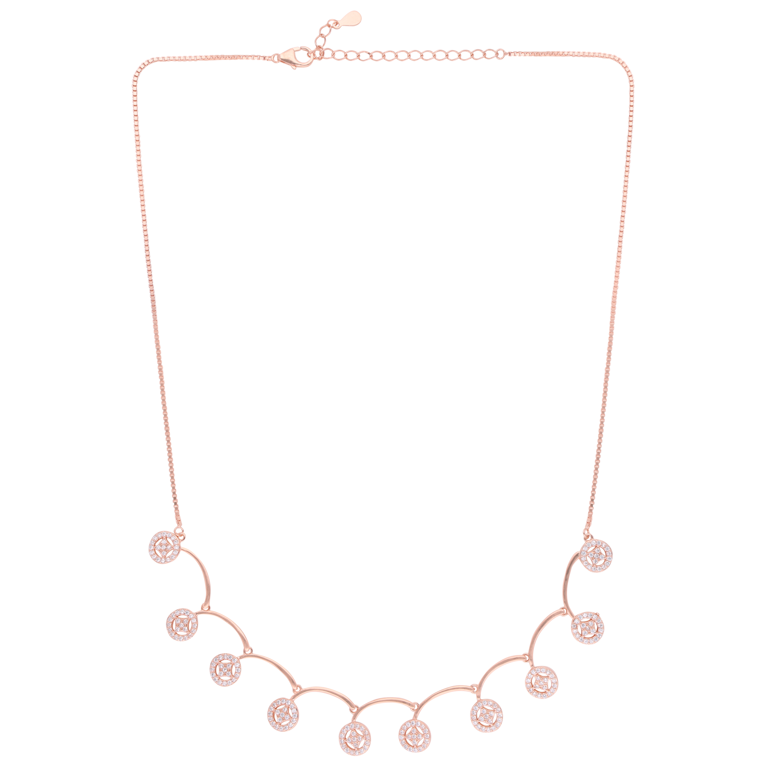 Rose Gold Sterling Silver Cascading Circle Necklace | SKU : 0021158612