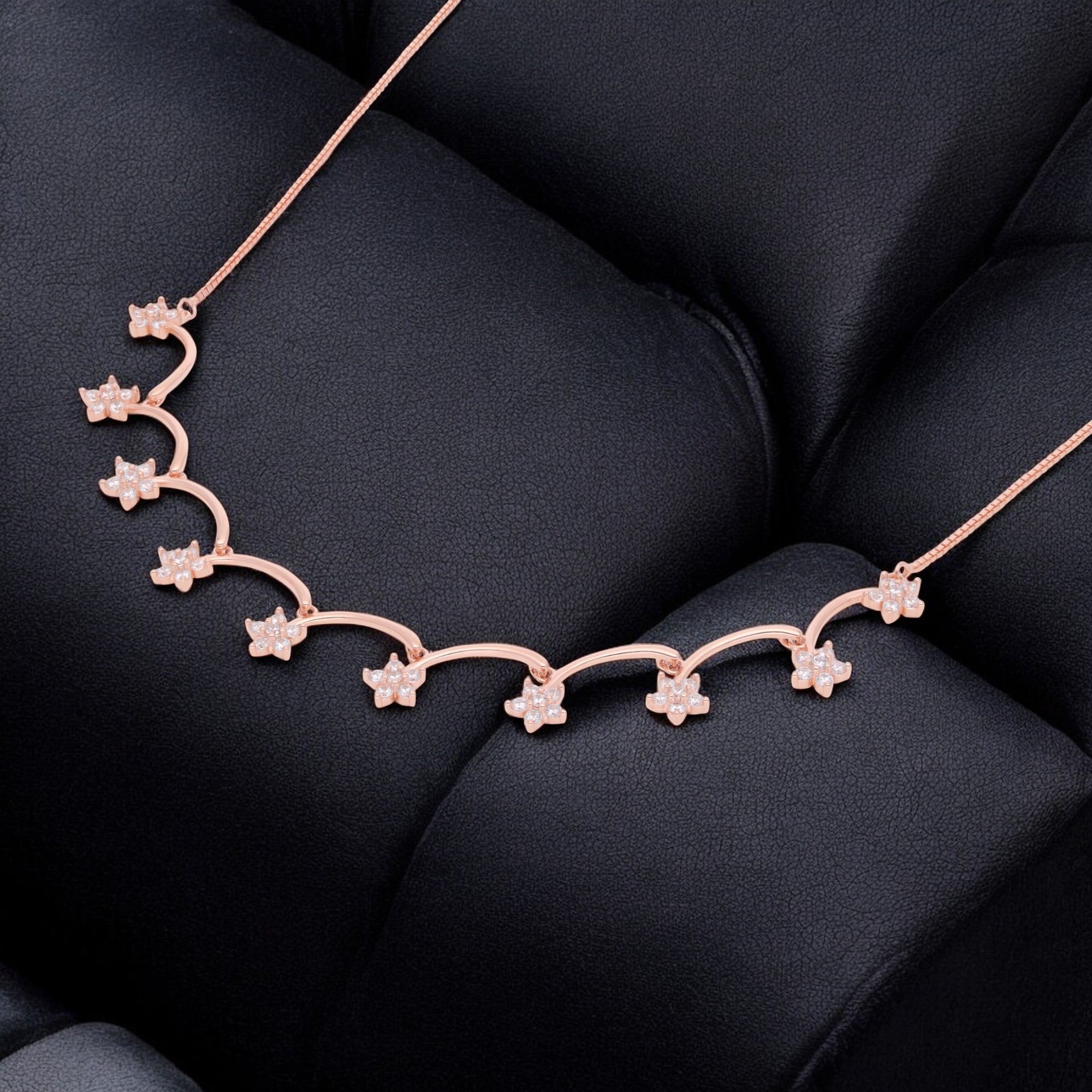 Rose Gold Sterling Silver Floral Vine Necklace | SKU : 0021158636, 0021158650