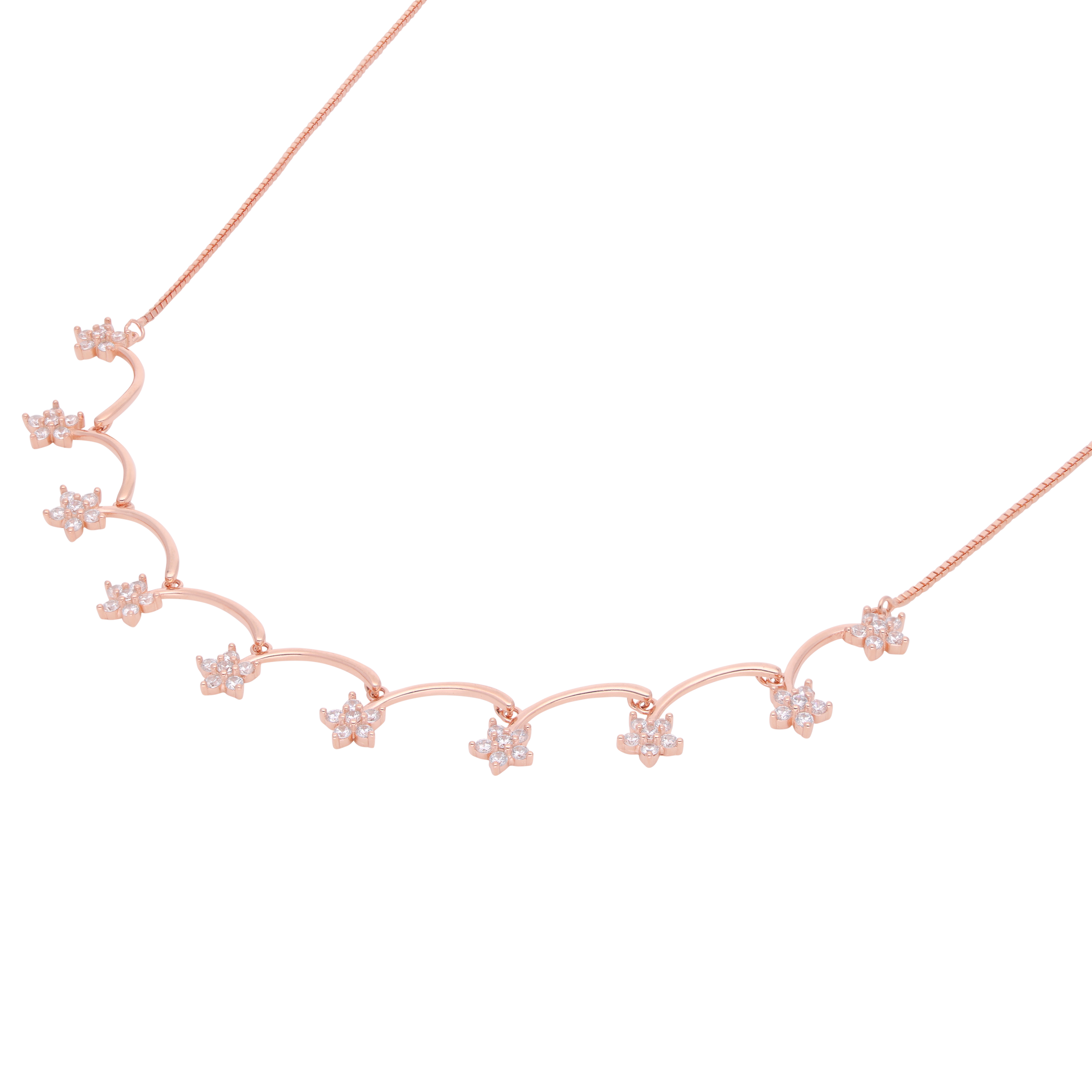 Rose Gold Sterling Silver Floral Vine Necklace | SKU : 0021158636, 0021158650