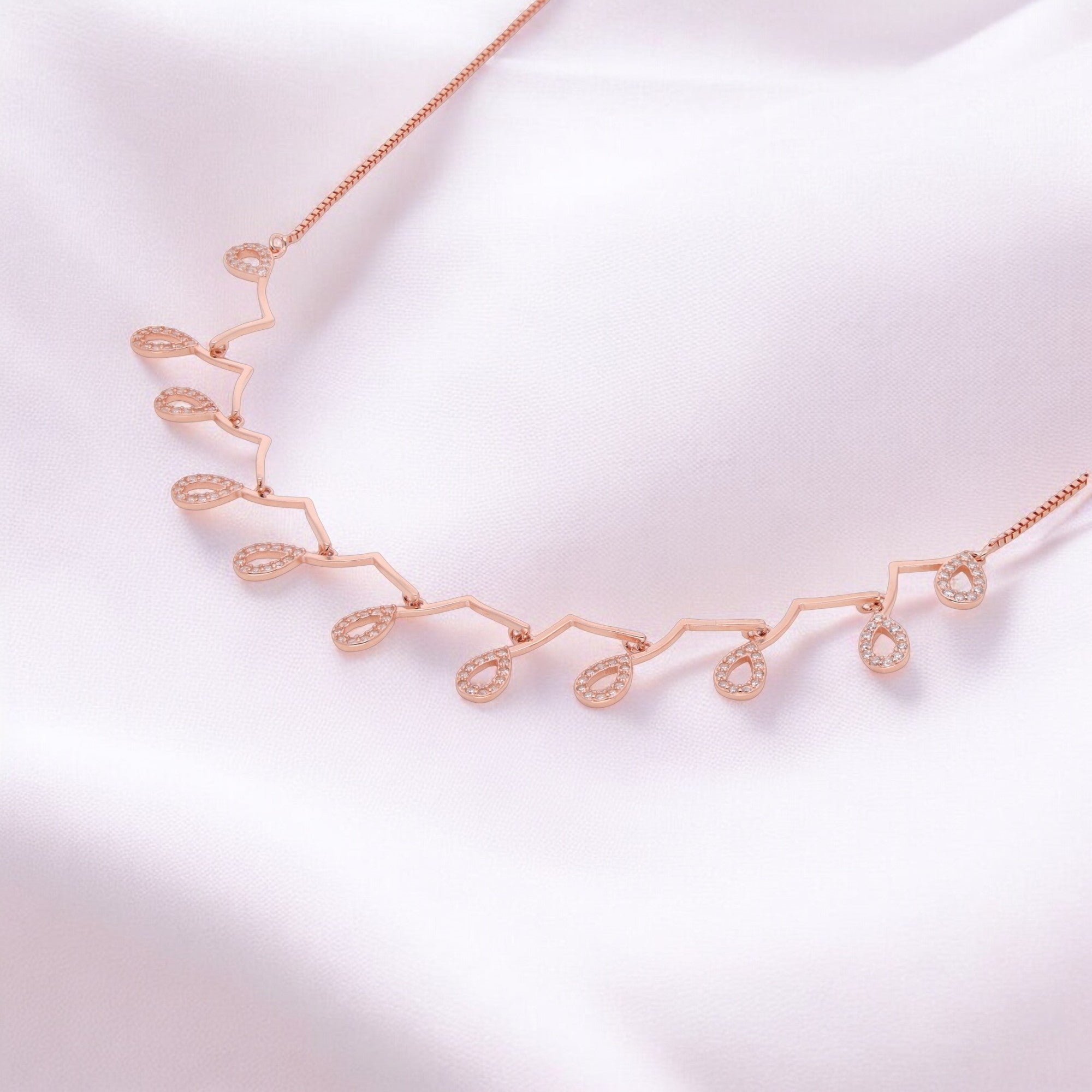 Rose Gold Sterling Silver Dewdrop Vine Necklace | SKU : 0021158674