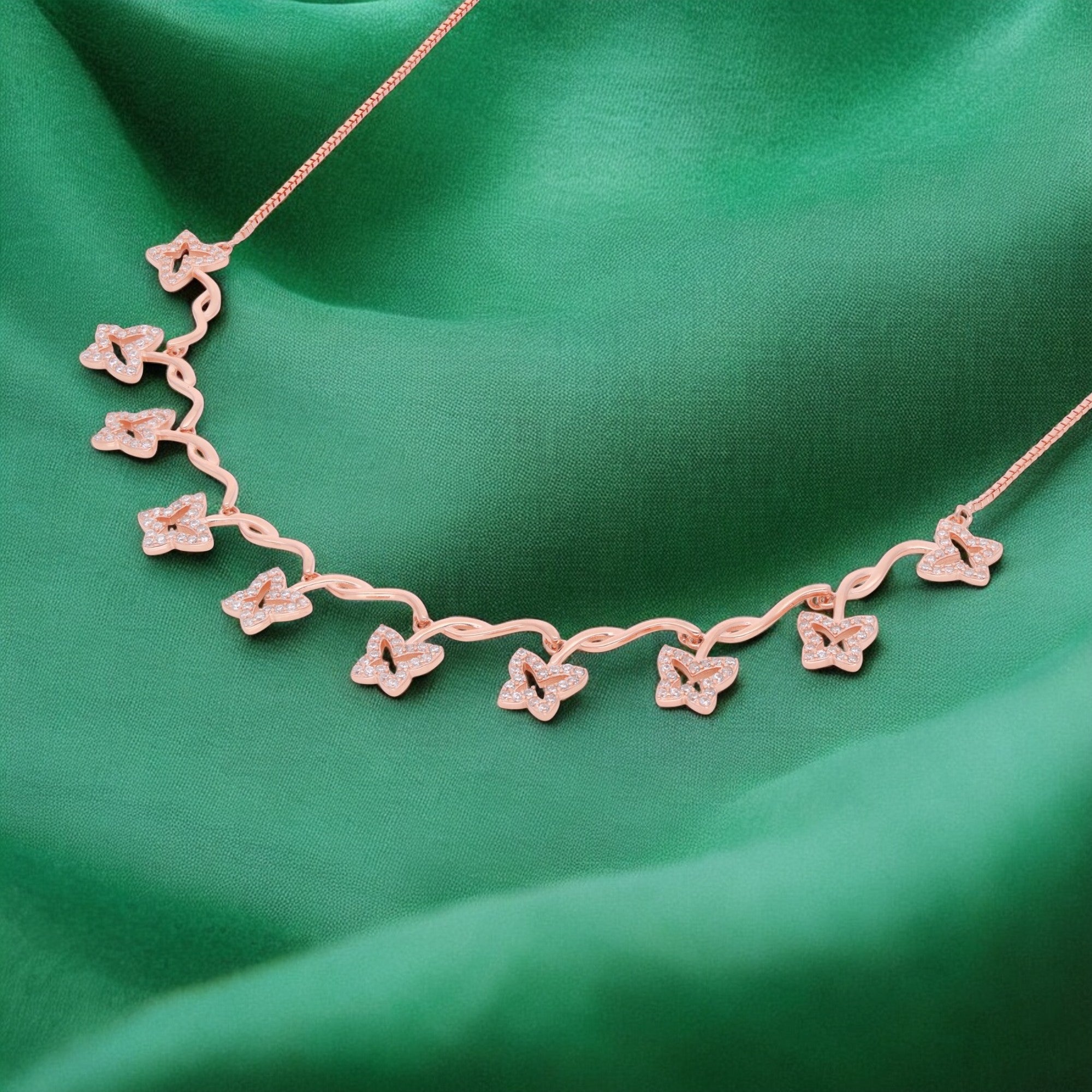 Rose Gold Sterling Silver Butterfly Vine Necklace | SKU : 0021158698