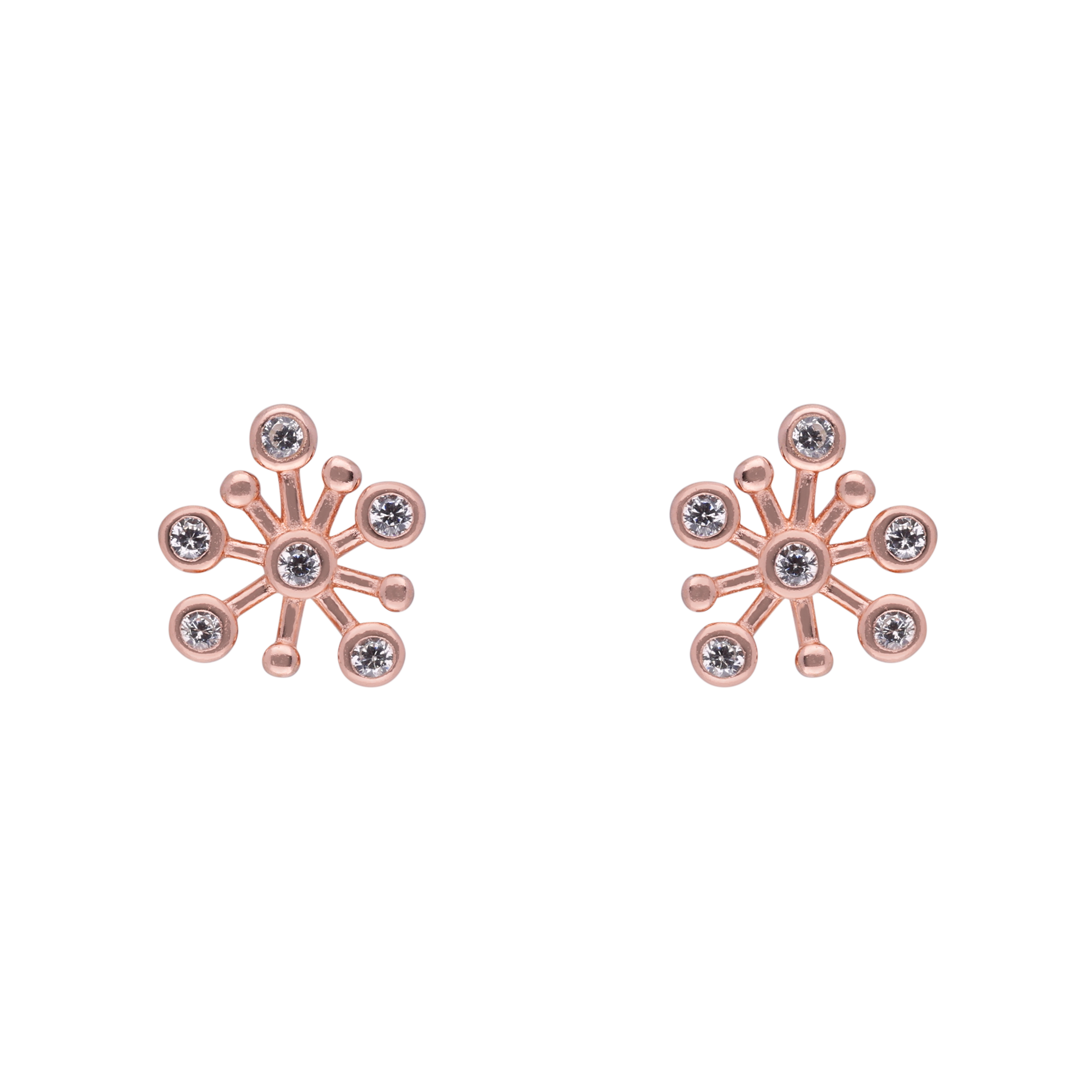 Rose Gold Sterling Silver Celestial Burst Stud Earrings | SKU : 0021158742