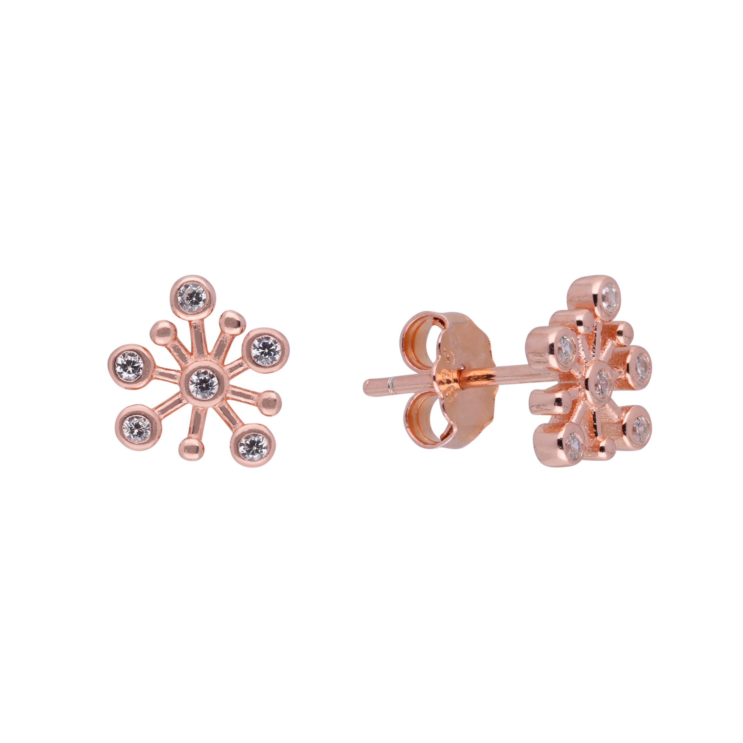 Rose Gold Sterling Silver Celestial Burst Stud Earrings | SKU : 0021158742