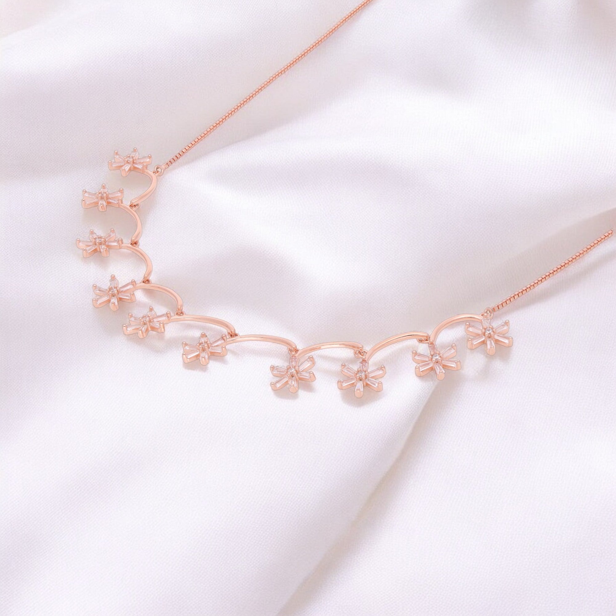 Rose Gold Sterling Silver Blossom Vine Necklace | SKU : 0021158810, 0021158797