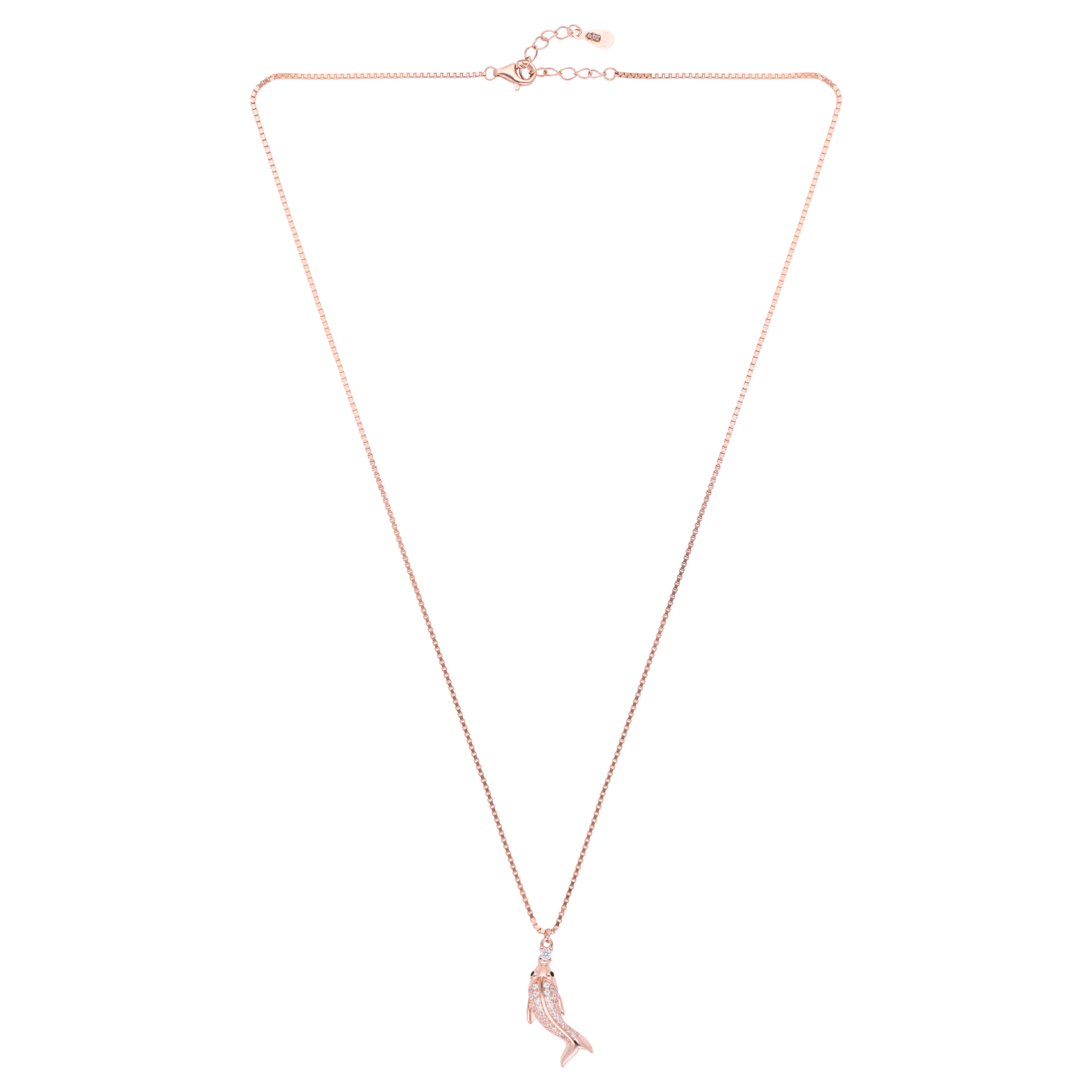 Rose Gold Sterling Silver Fish Pendant Necklace with Cubic Zirconia | SKU : 0021173721, 0021173738, 0021173745, 0021173752, 0021173769, 0021173776