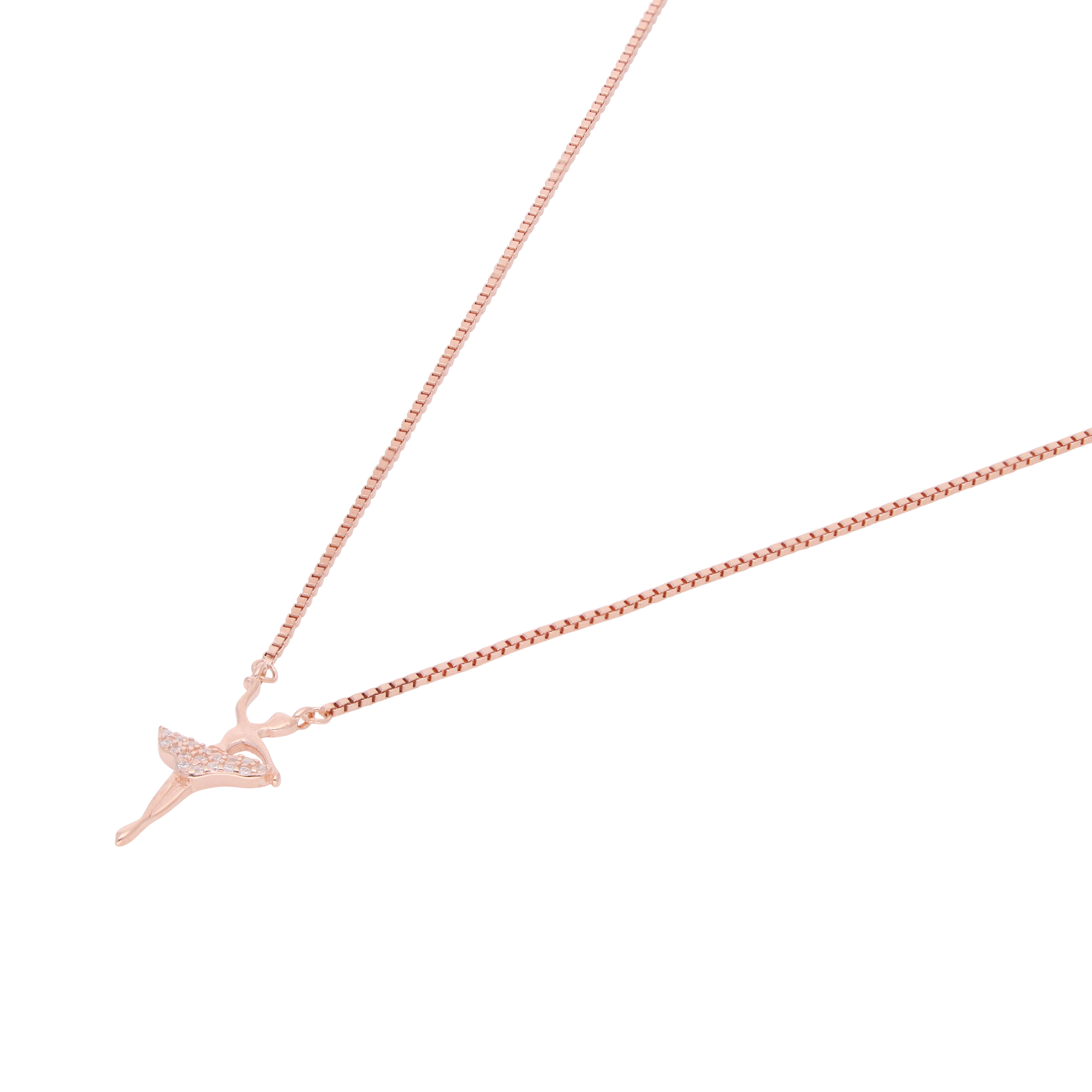 Rose Gold Sterling Silver Ballerina Pendant Necklace with Cubic Zirconia | SKU : 0021173820, 0021173837, 0021173844, 0021173851, 0021173868