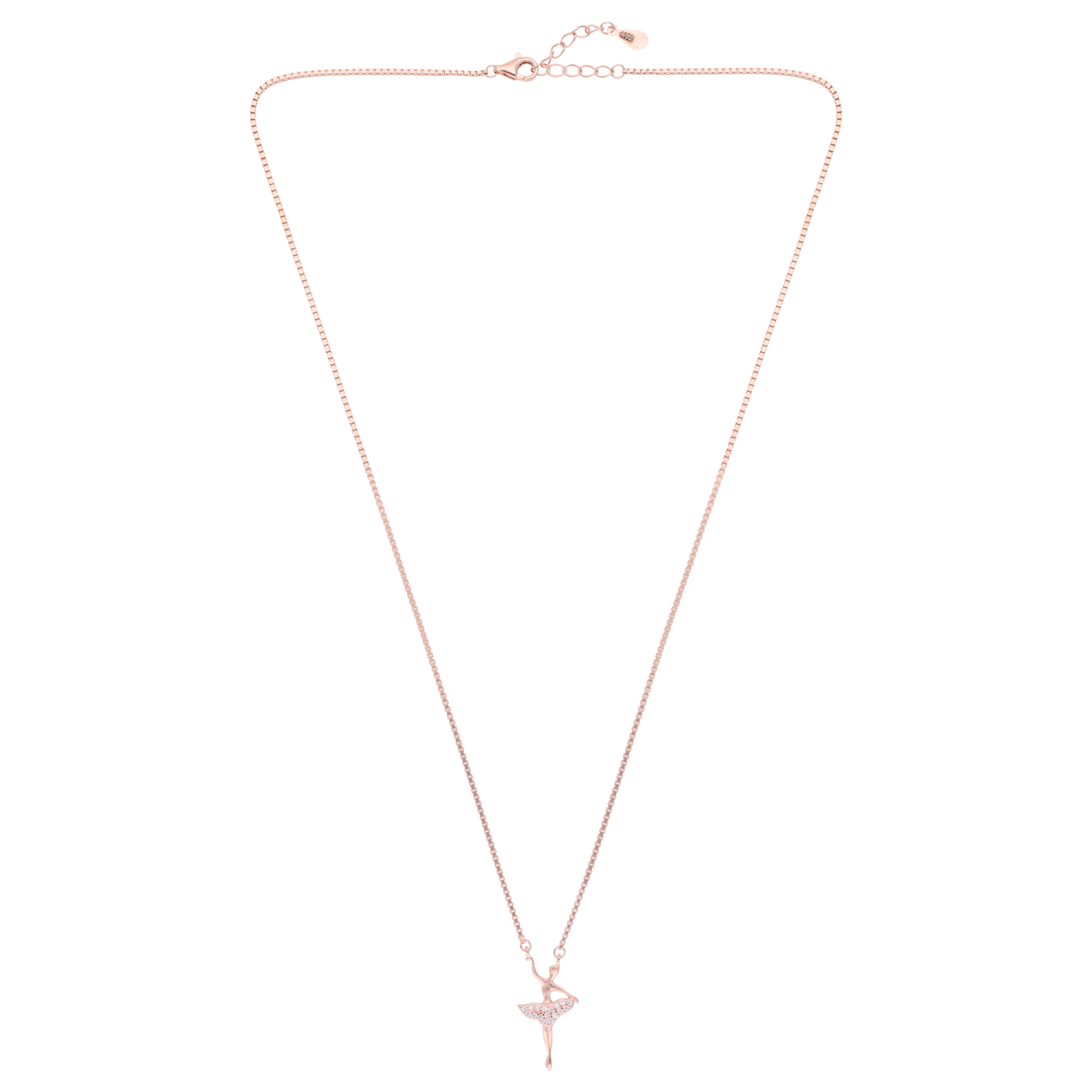 Rose Gold Sterling Silver Ballerina Pendant Necklace with Cubic Zirconia | SKU : 0021173820, 0021173837, 0021173844, 0021173851, 0021173868