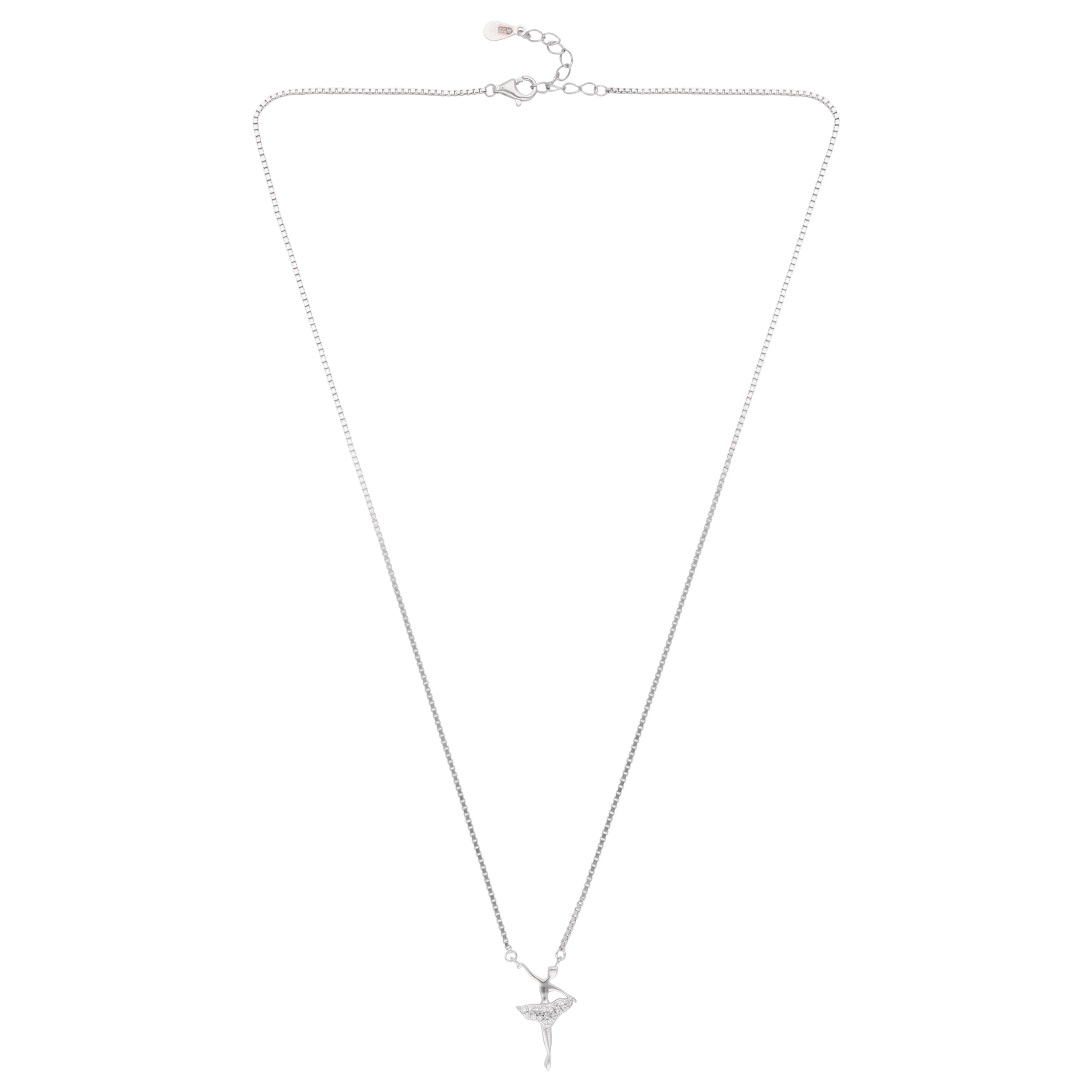 Rose Gold Sterling Silver Ballerina Pendant Necklace with Cubic Zirconia | SKU : 0021173820, 0021173837, 0021173844, 0021173851, 0021173868