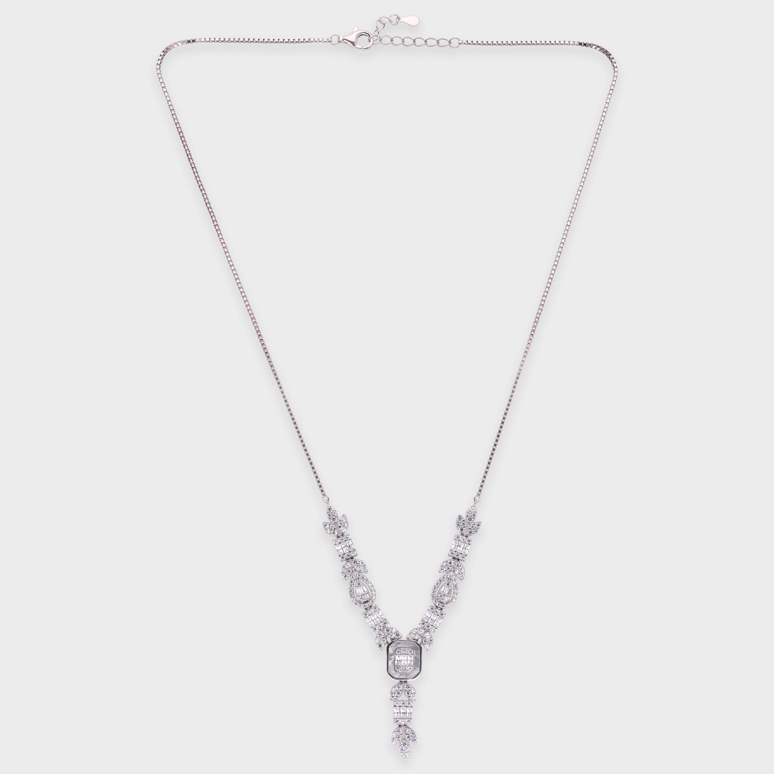 Imperial Grace V-Line Necklace in Sterling Silver with Brilliant Stones | SKU : 0021188428, 0003525463