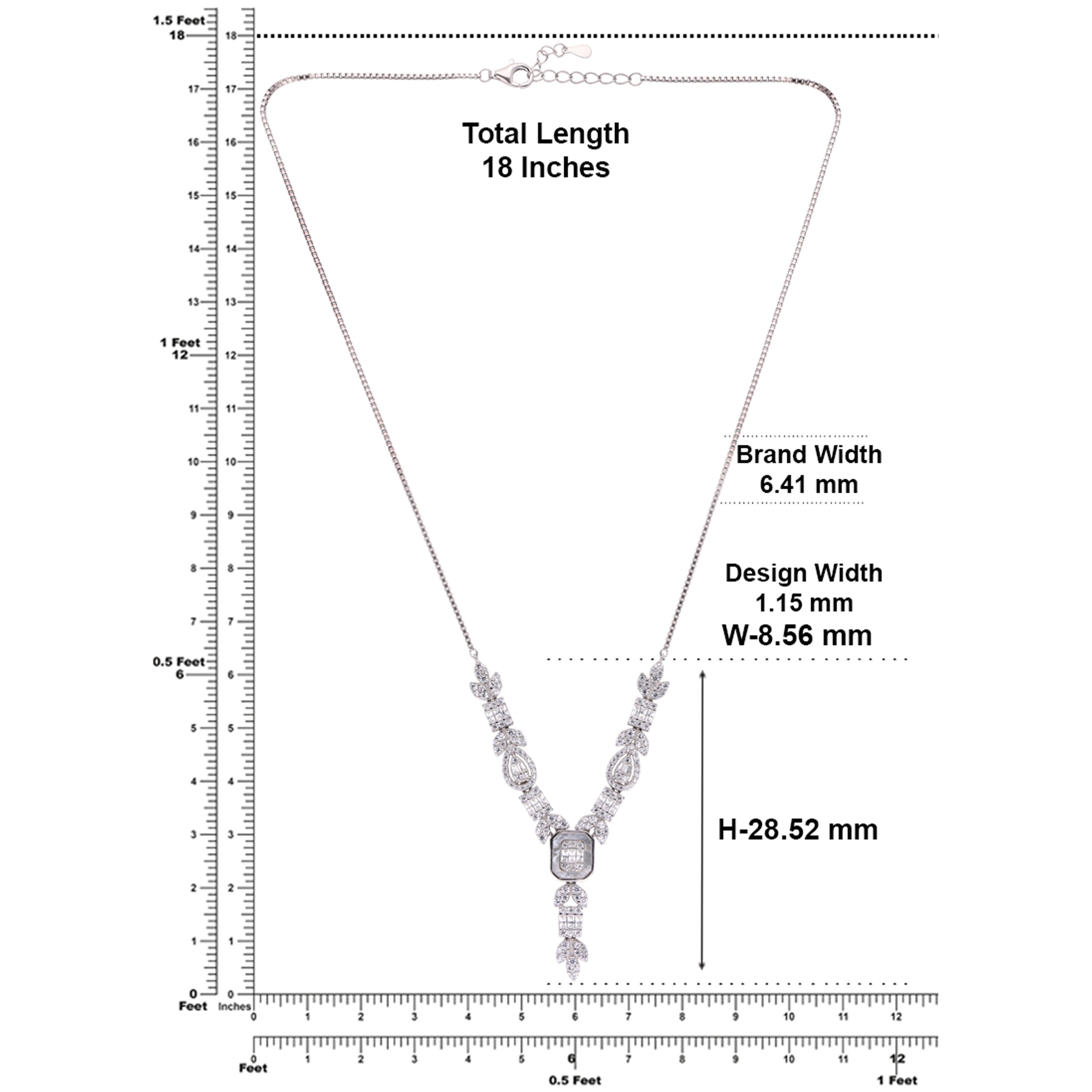 Imperial Grace V-Line Necklace in Sterling Silver with Brilliant Stones | SKU : 0021188428, 0003525463