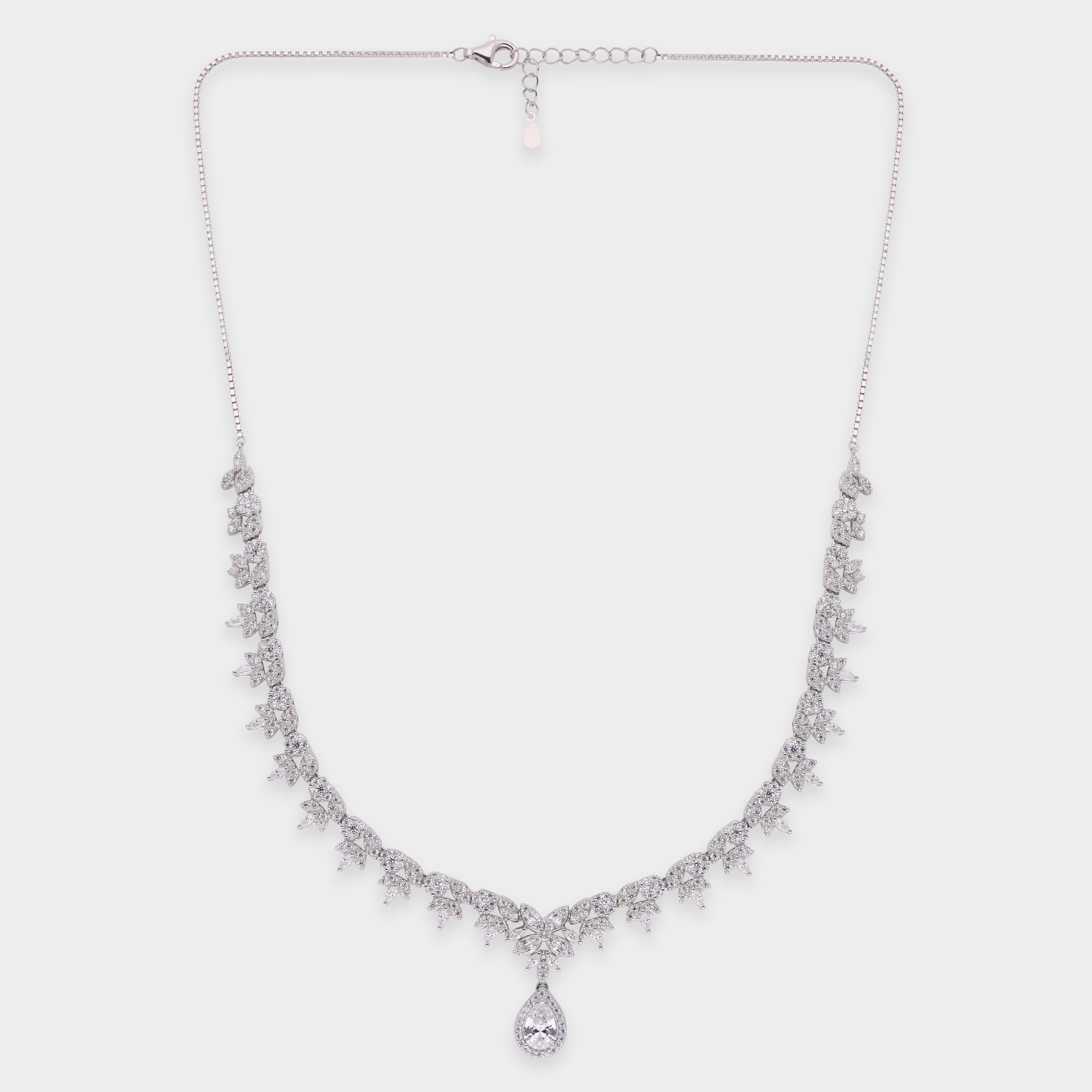 Elysian Teardrop Necklace in Sterling Silver with Cascading Stones | SKU : 0021188442, 0021188466, 0003525661, 0003525746, 0003525586, 0003525968
