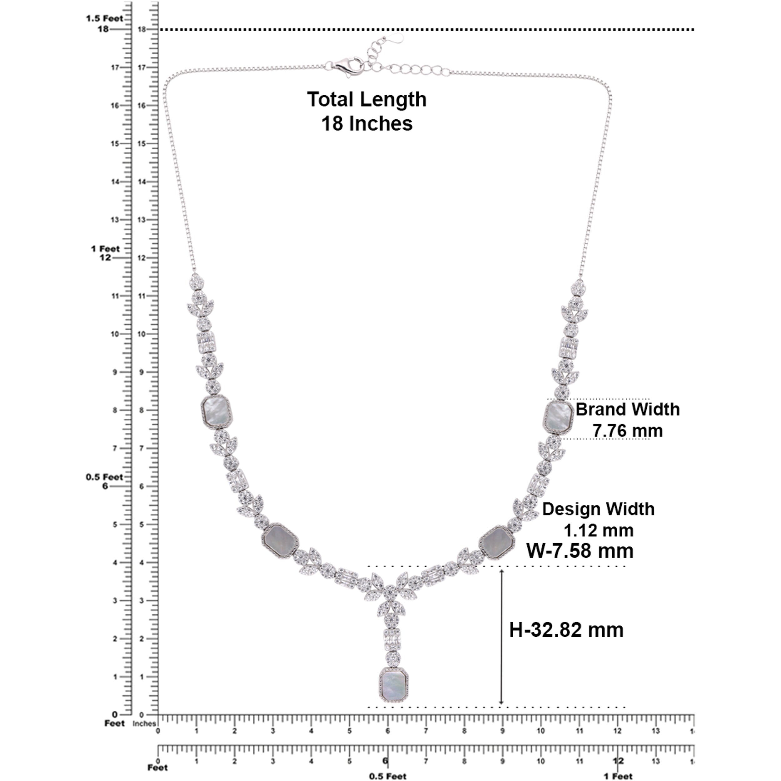 Sterling Silver Y-Drop Necklace with Stone Accents | SKU : 0021188480, 0003525906, 0003525609