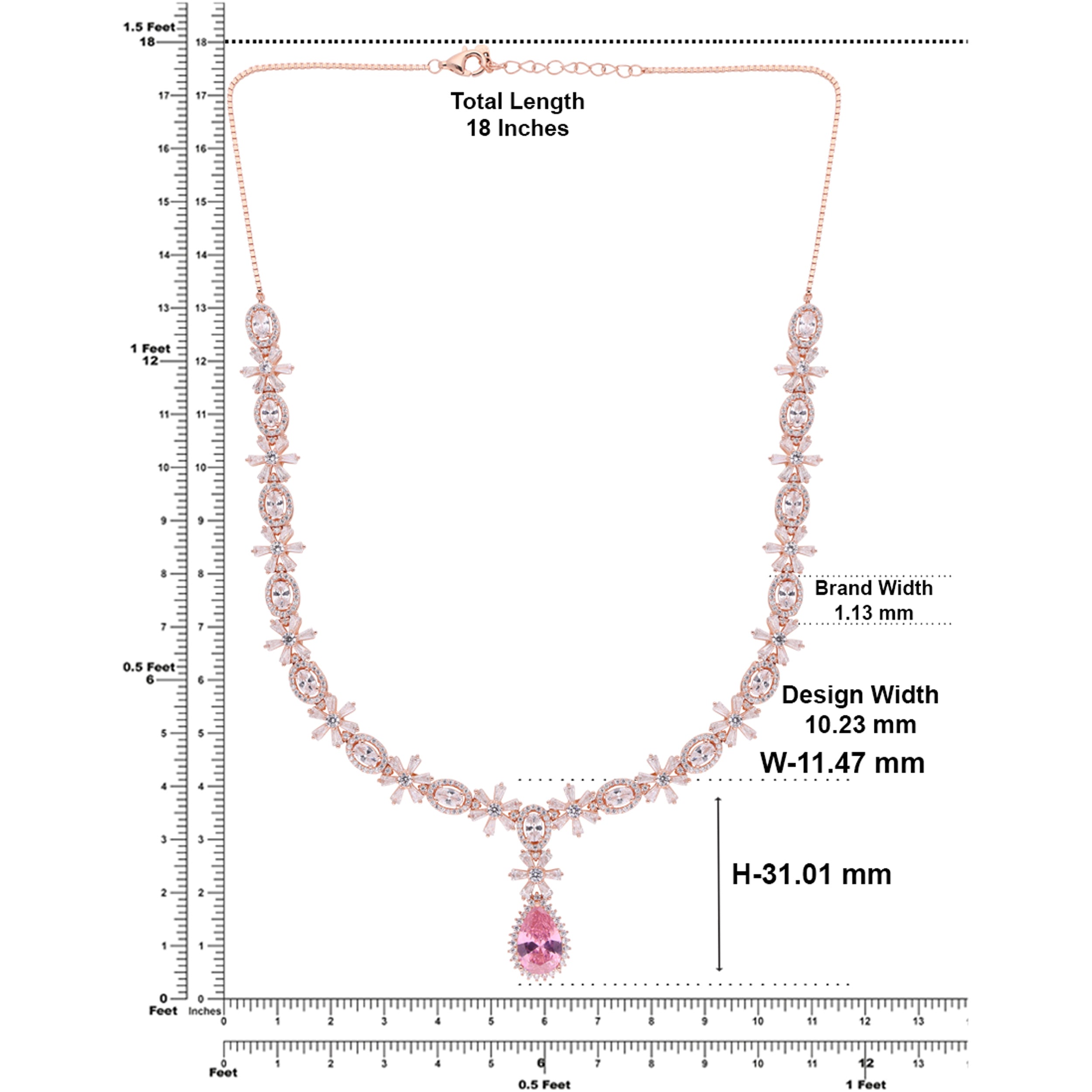 Rose Gold Necklace with Elegant Drop Pendant | SKU : 0021188602, 0021188589, 0003525722, 0003525944, 0003526088