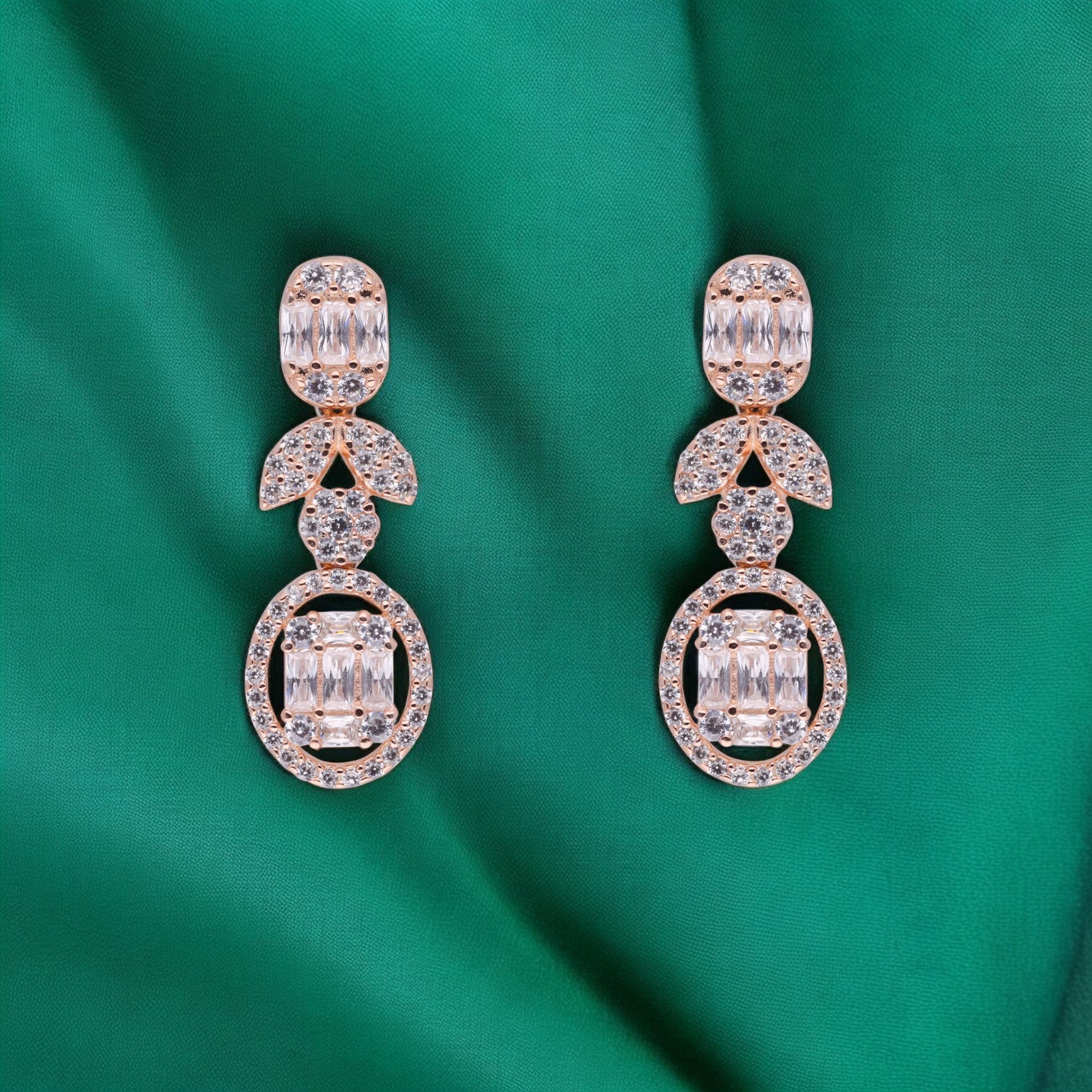 Ethereal Sterling Silver Dangle Earrings with Cubic Zirconia Accents | SKU : 0021188657, 0021188633