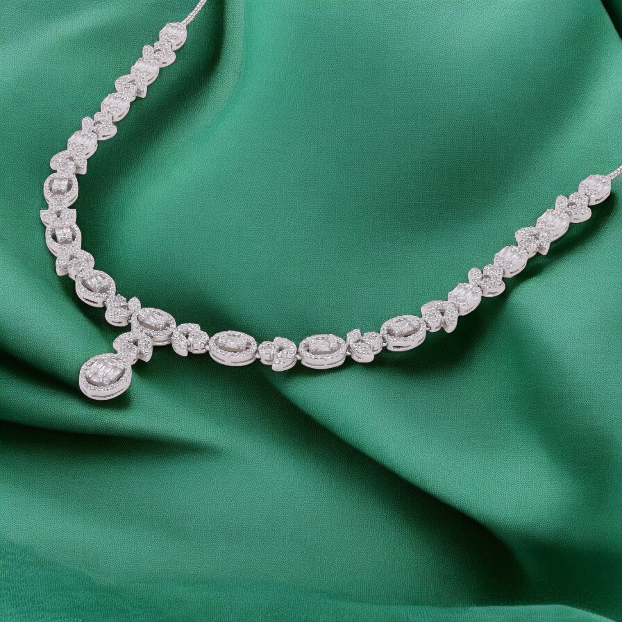 Sterling Silver Necklace with Elegant Drop Pendant & Zirconia | SKU : 0021188640, 0021188626, 0003525685, 0003525869