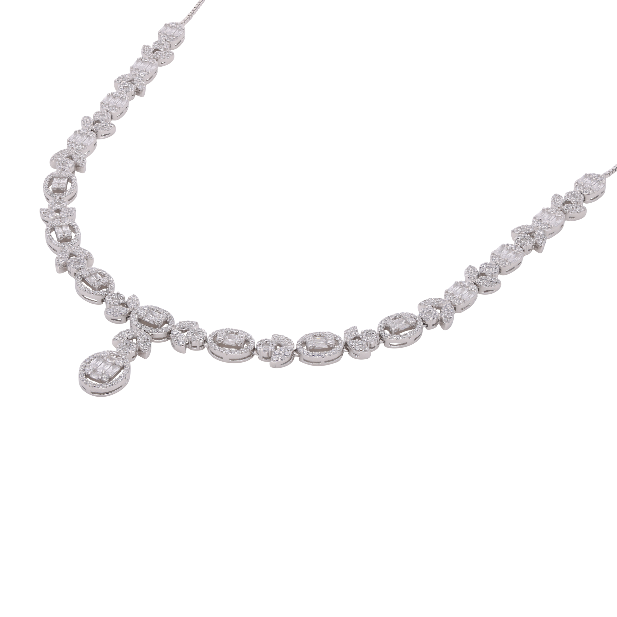 Sterling Silver Necklace with Elegant Drop Pendant & Zirconia | SKU : 0021188640, 0021188626, 0003525685, 0003525869