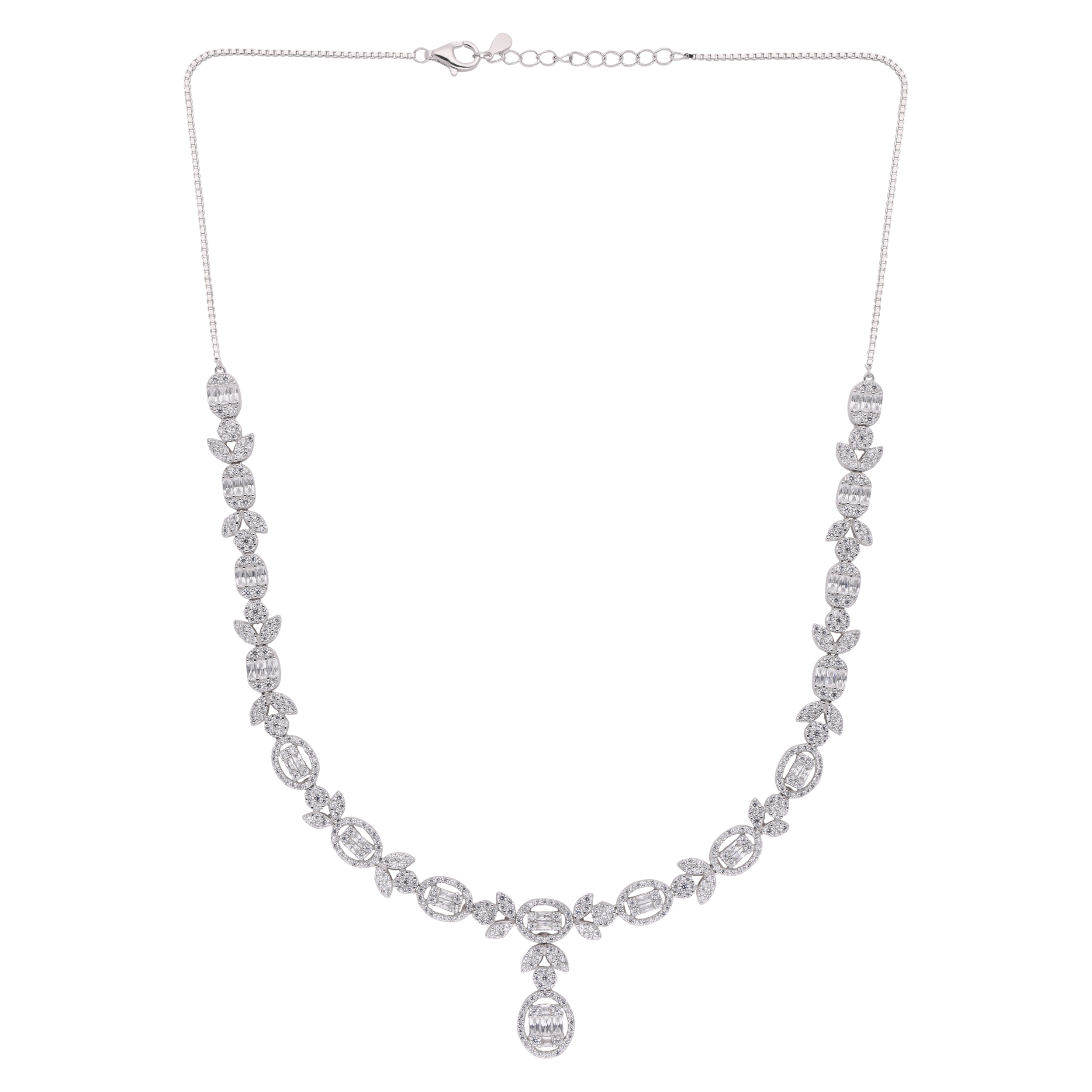 Sterling Silver Necklace with Elegant Drop Pendant & Zirconia | SKU : 0021188640, 0021188626, 0003525685, 0003525869