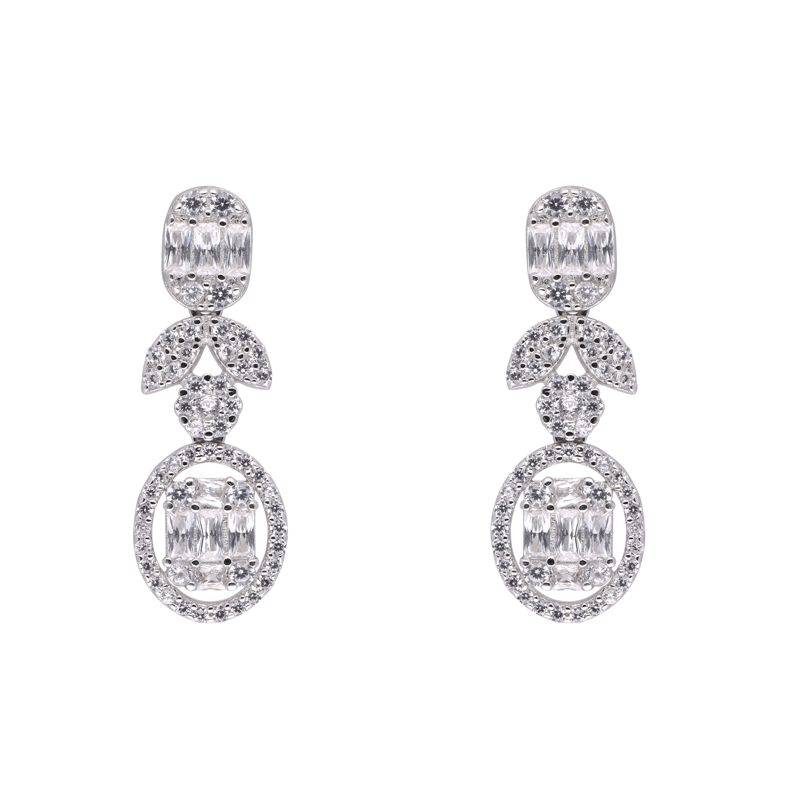 Ethereal Sterling Silver Dangle Earrings with Cubic Zirconia Accents | SKU : 0021188657, 0021188633