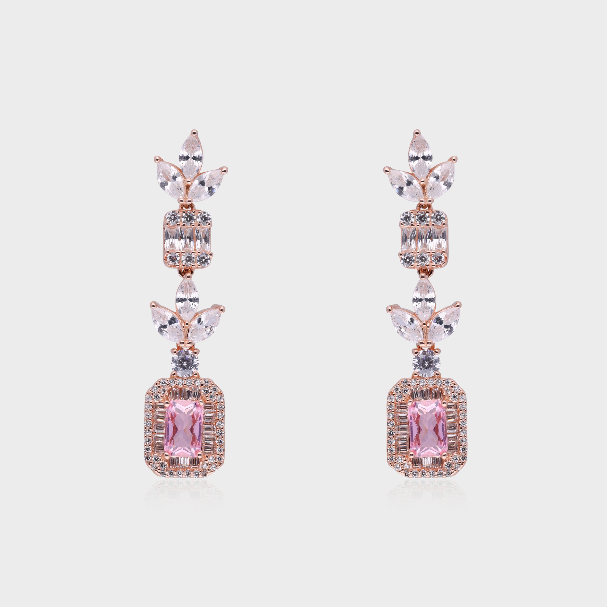 Celestial Grace Earrings with Emerald/Pink Center Stone | SKU : 0021189036, 0021189012, 0003526170, 0003526156, 0003525890