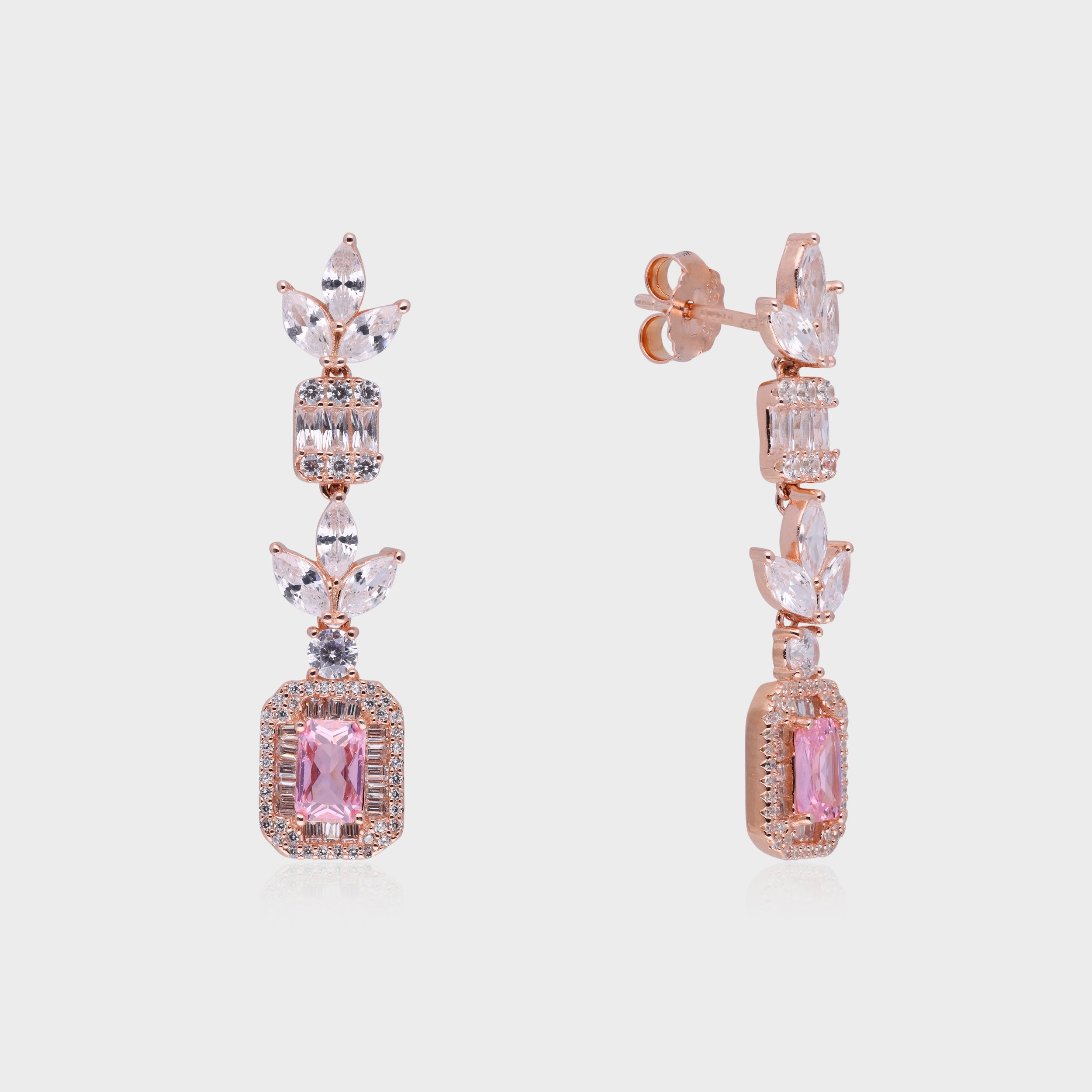 Celestial Grace Earrings with Emerald/Pink Center Stone | SKU : 0021189036, 0021189012, 0003526170, 0003526156, 0003525890