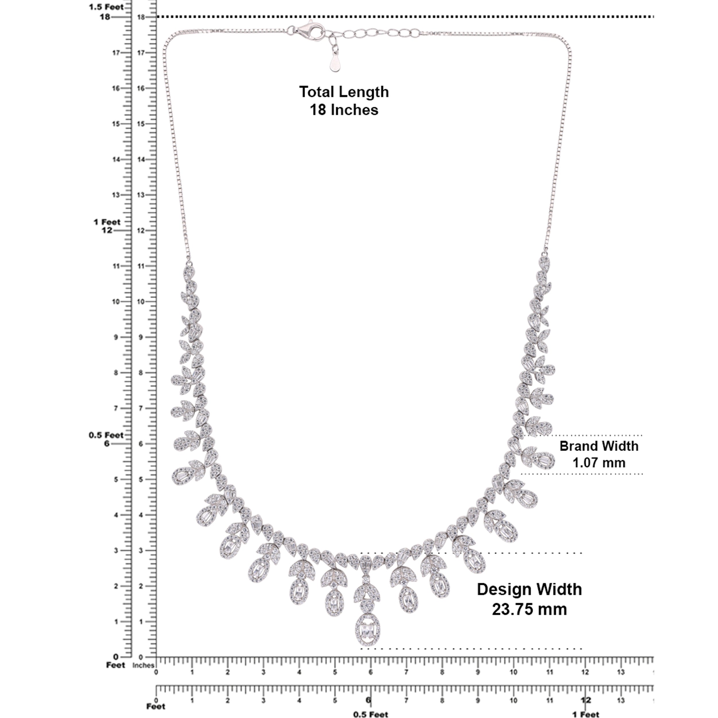 Sterling Silver Necklace with Cascading Zirconia Drops | SKU : 0021188343, 0021189180