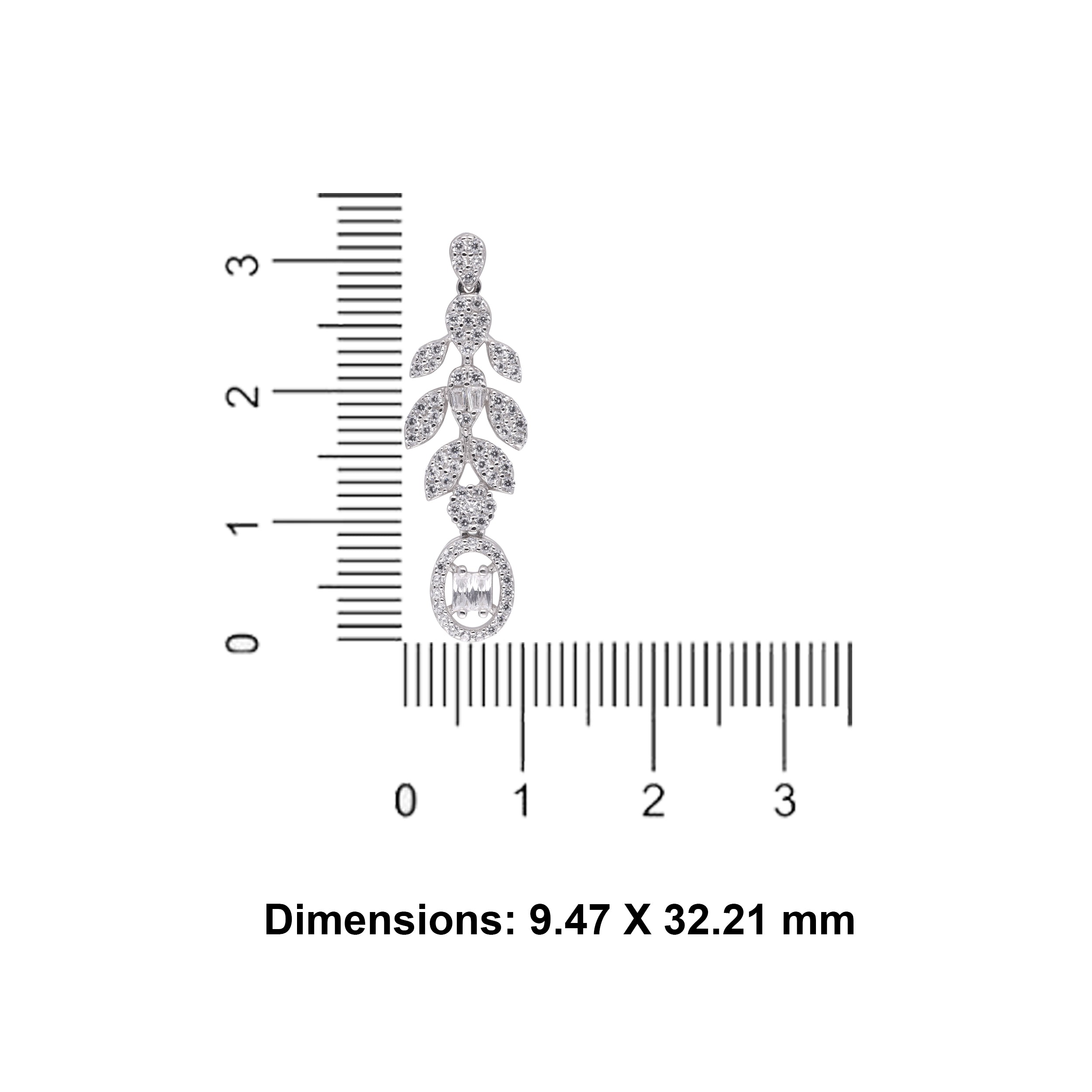Ethereal Leaf Cascade: Sterling Silver Earrings with Sparkling Zirconia | SKU : 0021188350, 0021189197