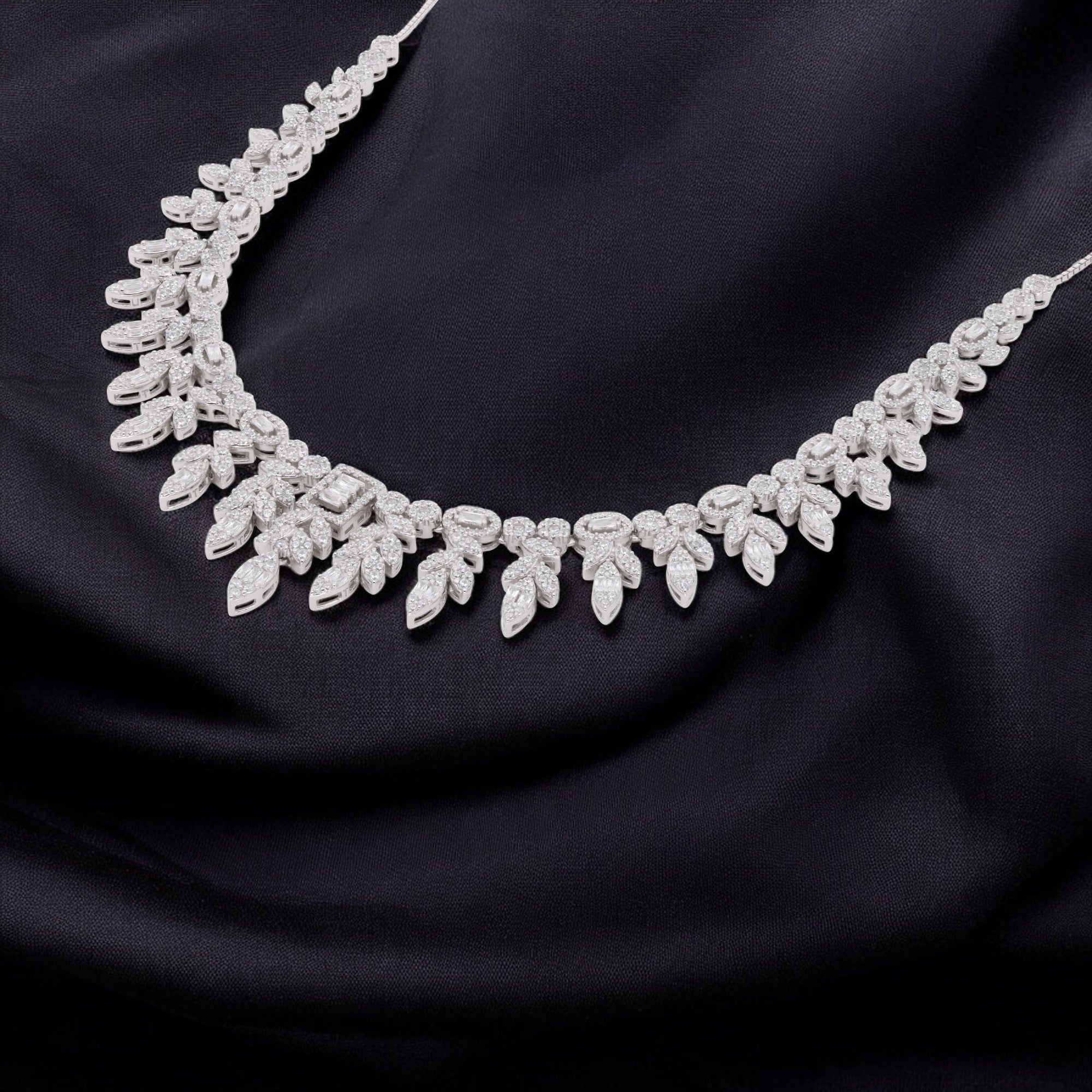 Sterling Silver Necklace with Cascading Zirconia Brilliance | SKU : 0021189203, 0021189227, 0021189241, 0003526064